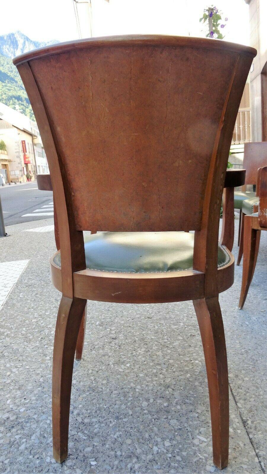 6 Art Deco Armchairs in walnut and Elm Burl, circa 1930 In Good Condition For Sale In Saint-Ouen, FR