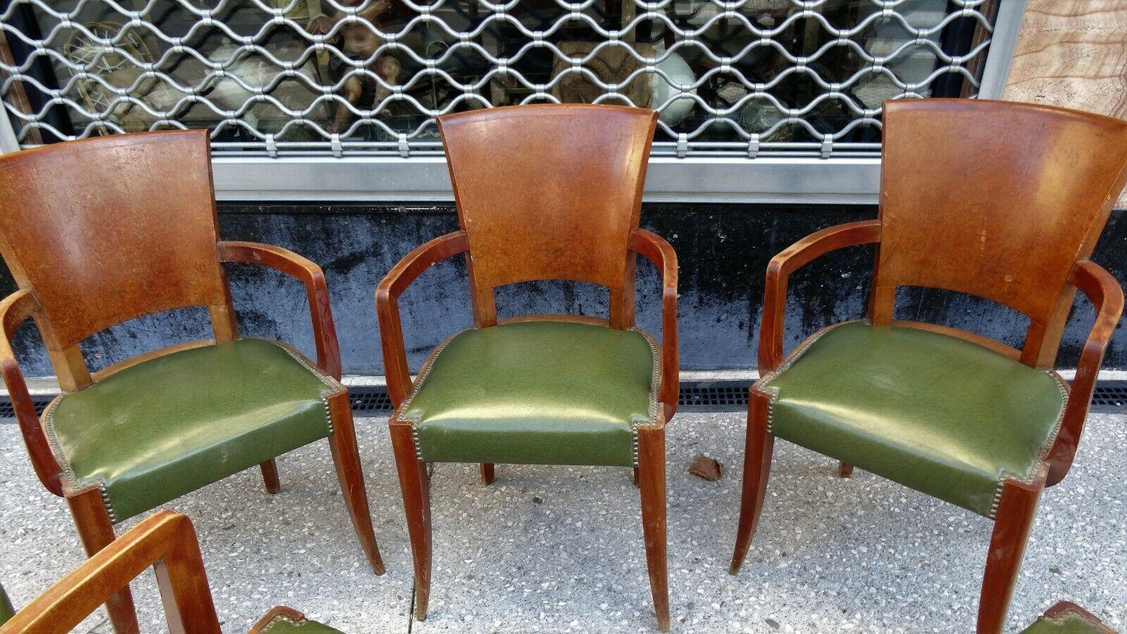 6 Art Deco Armchairs in walnut and Elm Burl, circa 1930 For Sale 1