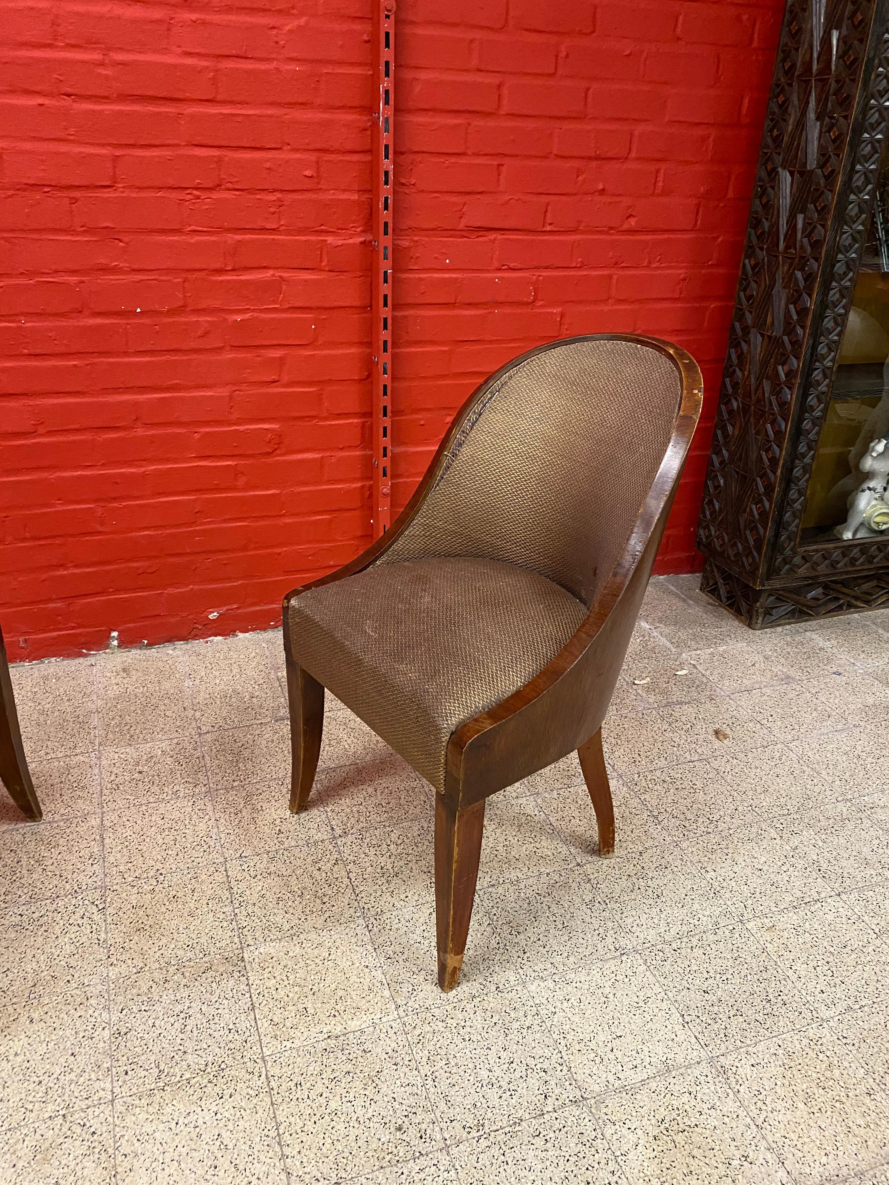 6 Art Deco Chairs, Gondola Back, circa 1930 For Sale 1