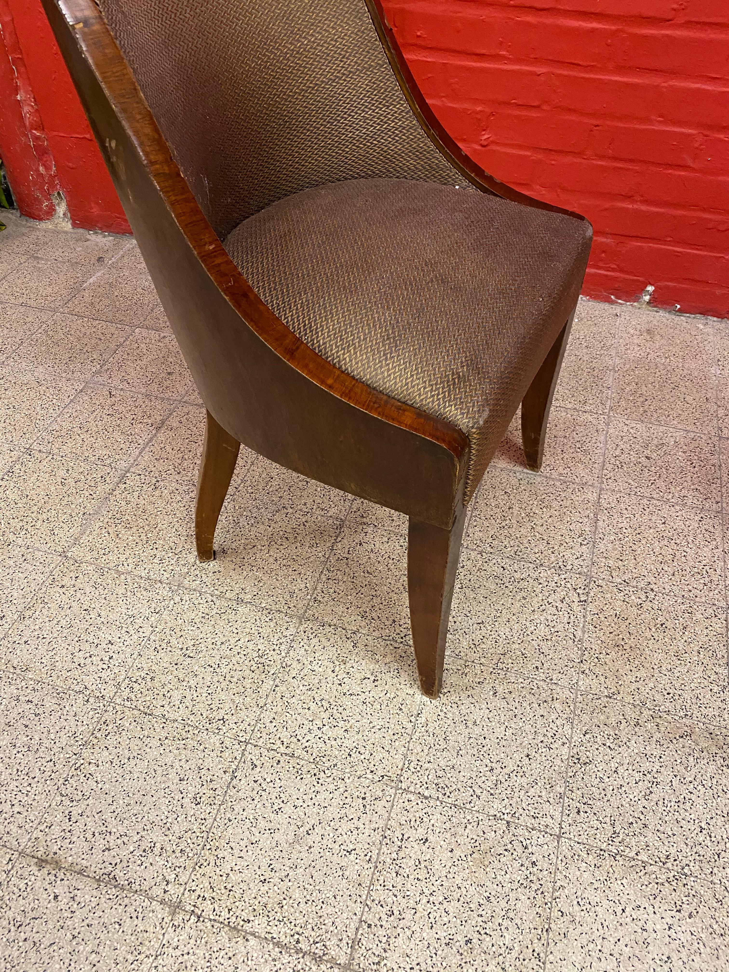 6 Art Deco Chairs, Gondola Back, circa 1930 For Sale 2