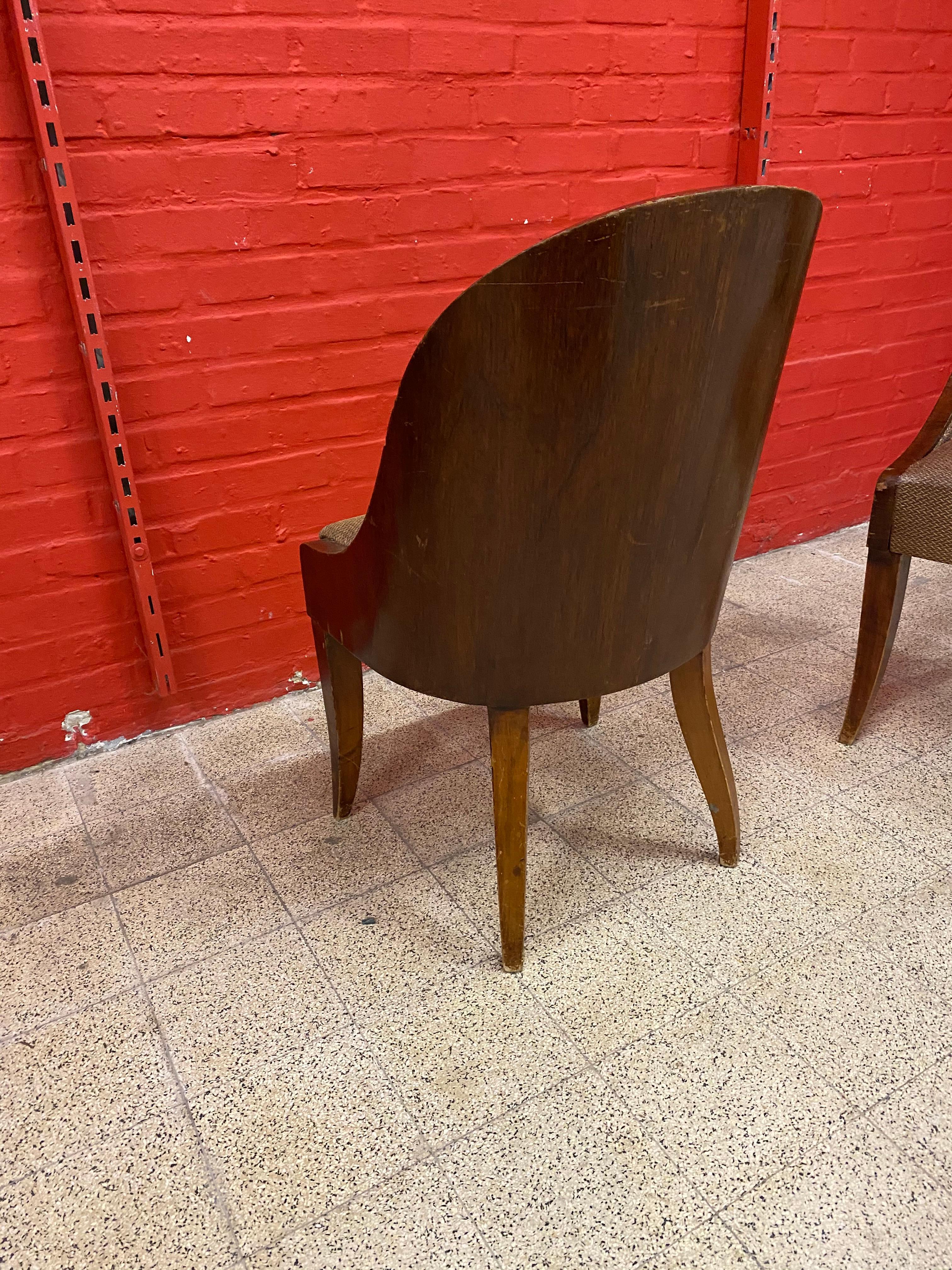 6 Art Deco Chairs, Gondola Back, circa 1930 For Sale 3