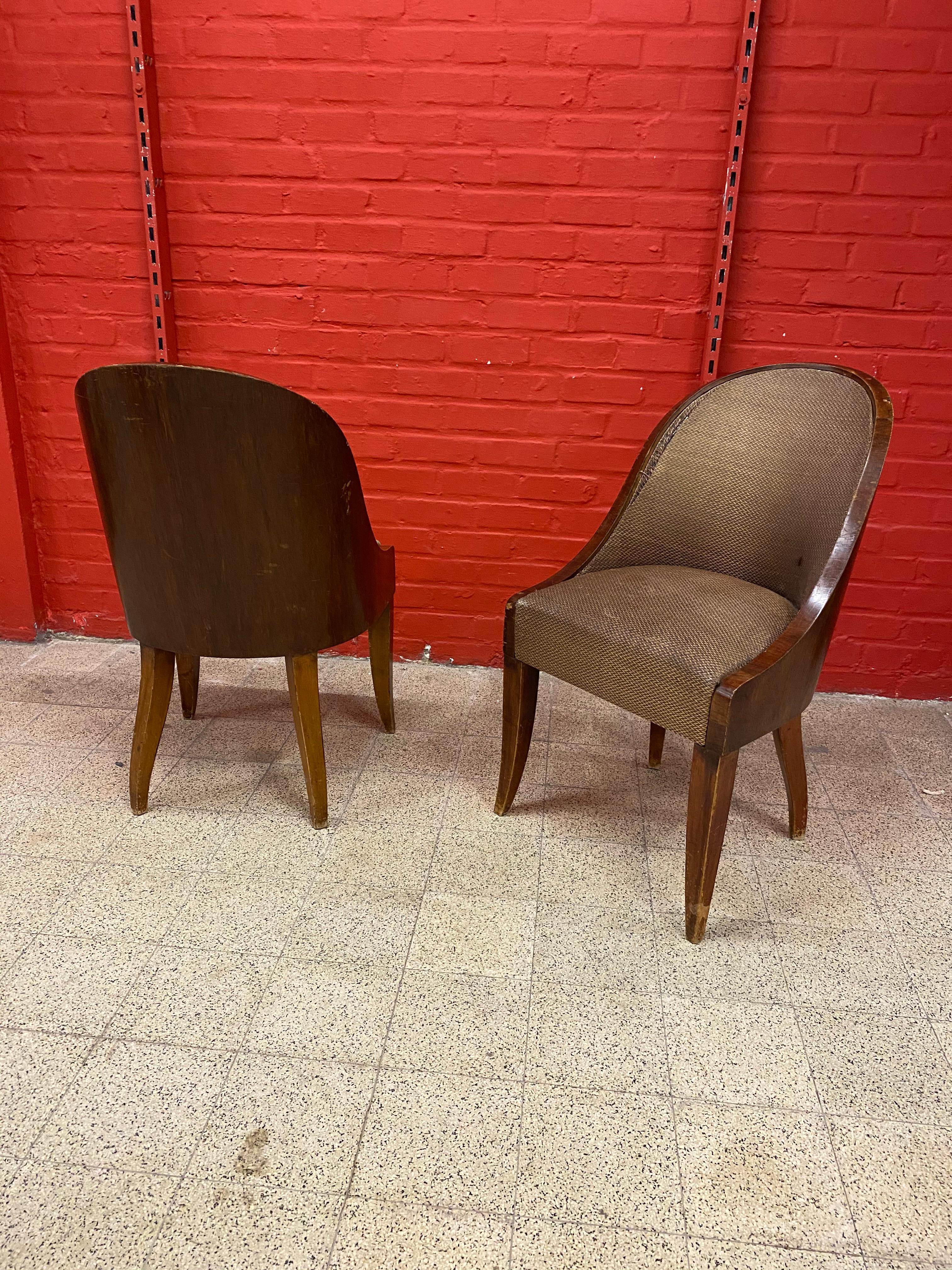 6 Art Deco Chairs, Gondola Back, circa 1930 For Sale 5