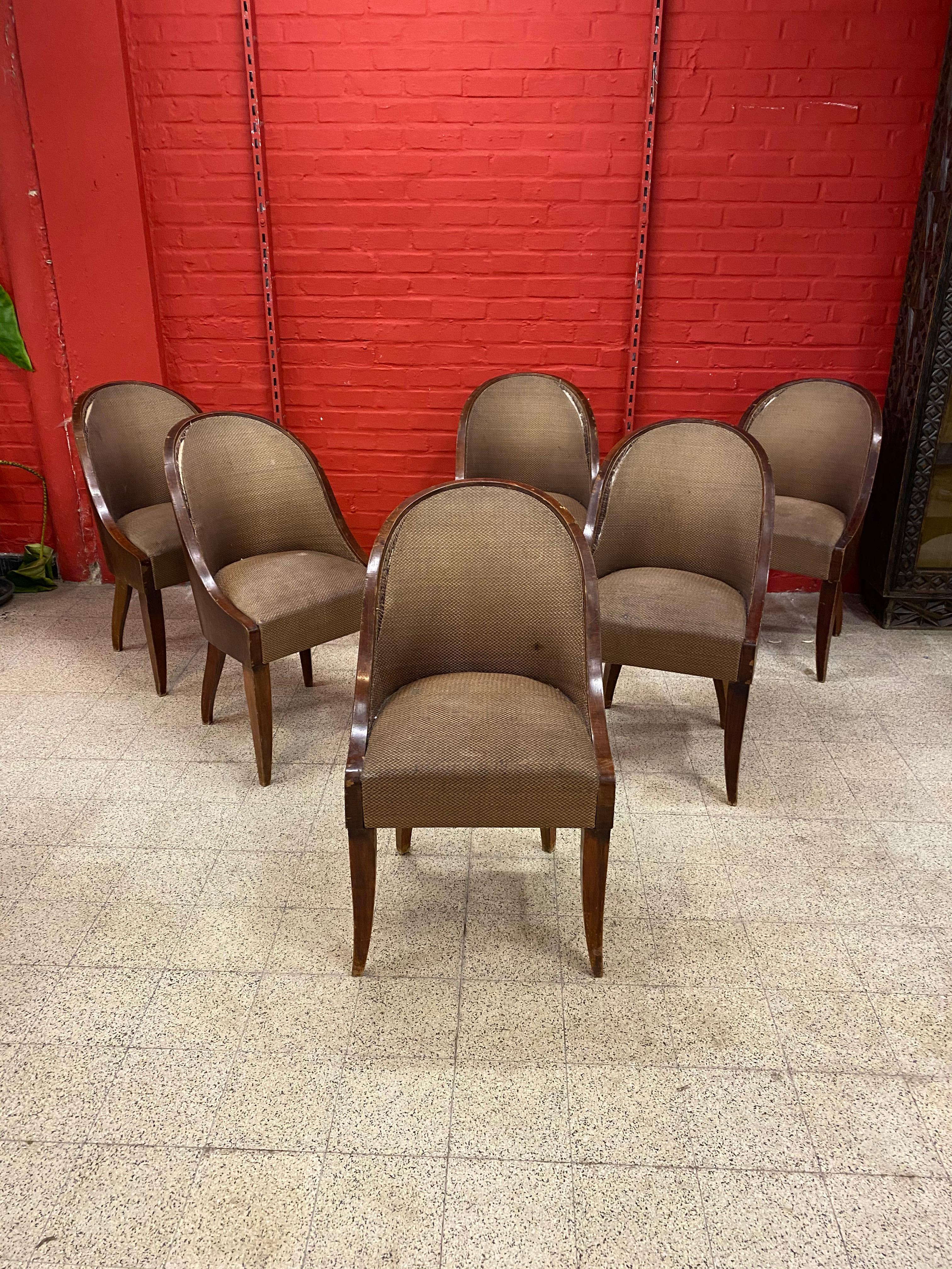 6 Art Deco chairs, gondola back, circa 1930
large chairs, 