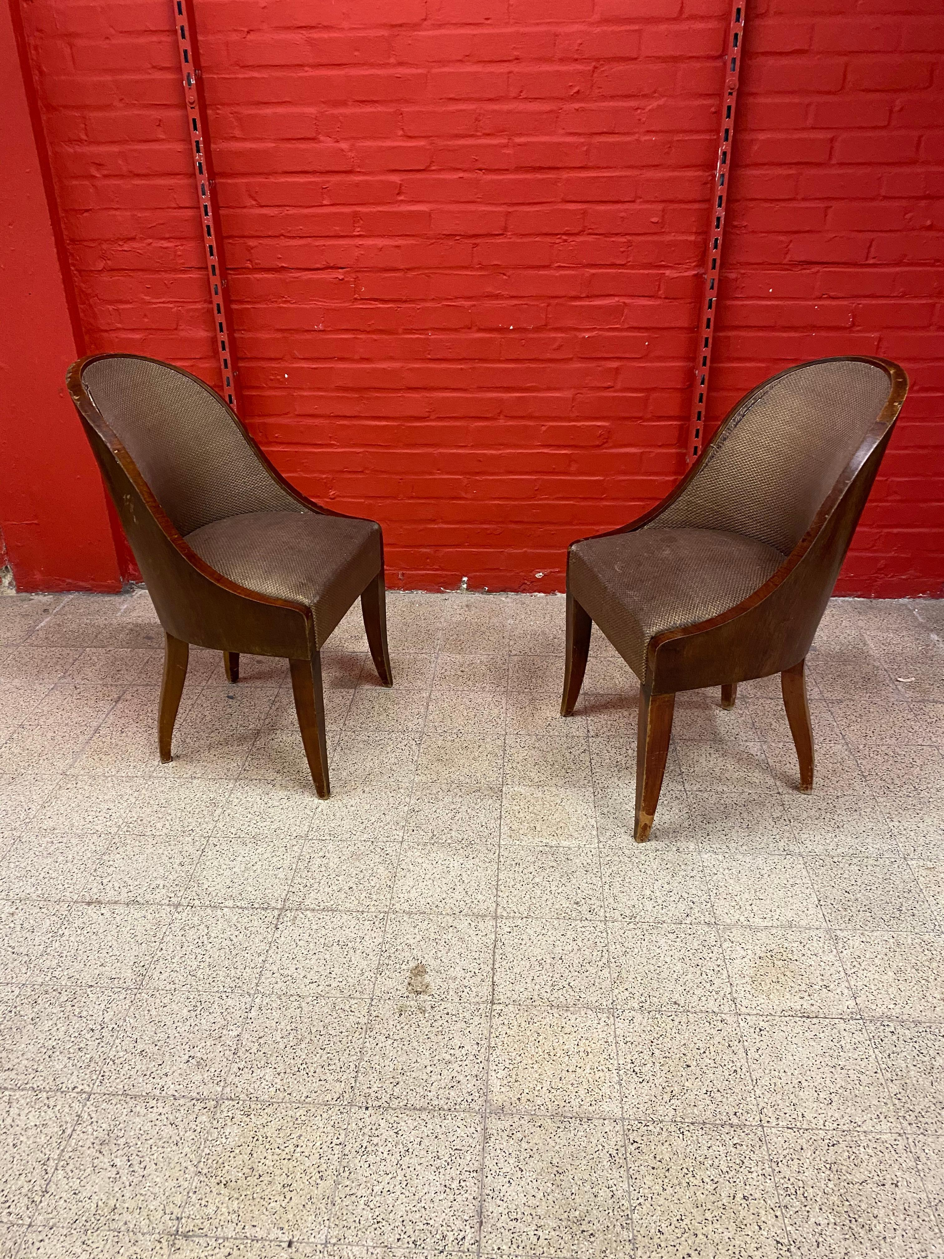 6 Art-Déco-Stühle mit Gondola-Rücken, um 1930 im Angebot 1
