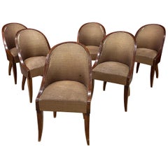 Vintage 6 Art Deco Chairs, Gondola Back, circa 1930