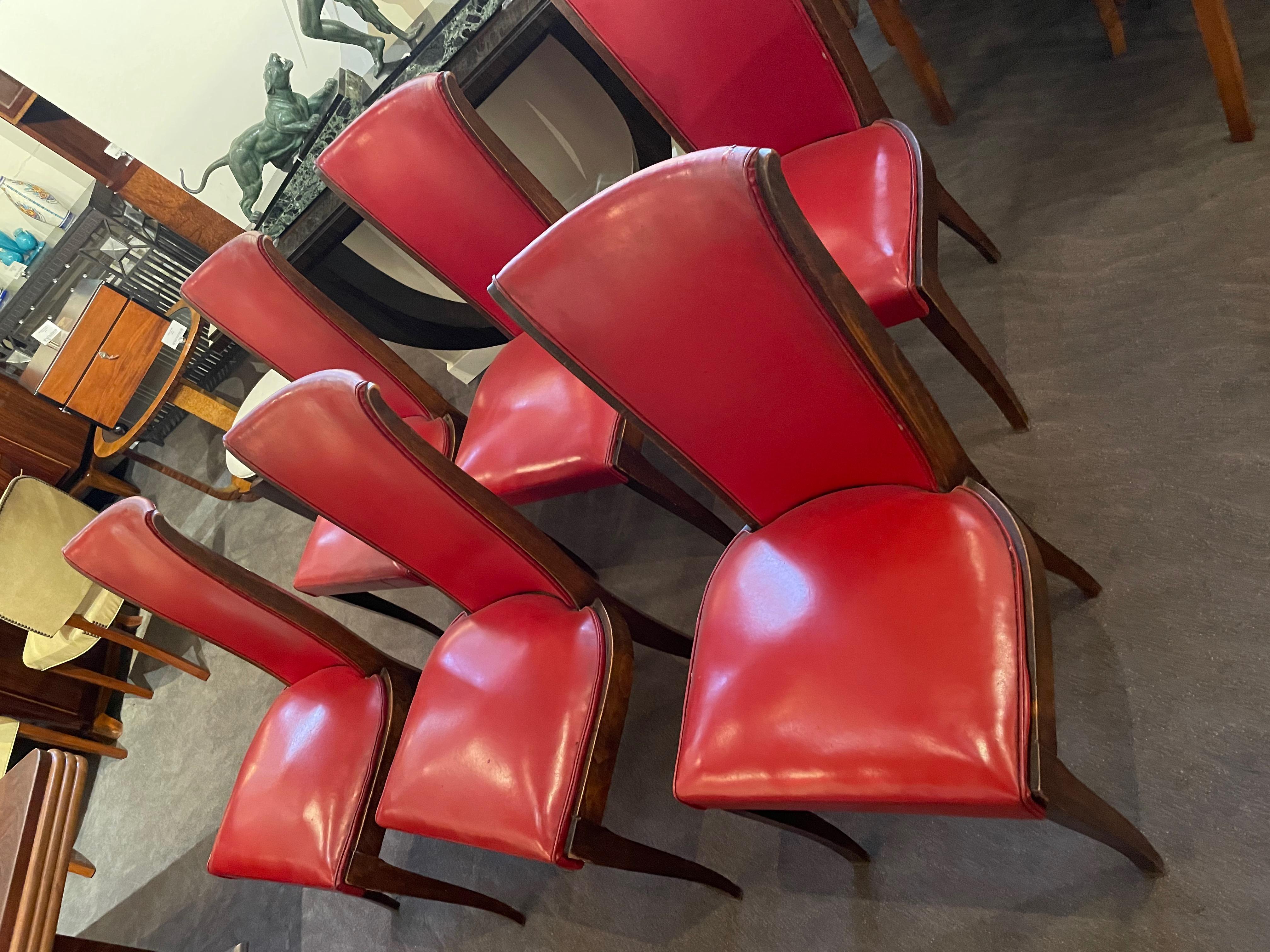 6 Art Deco French Dining Room or Side Chairs In Fair Condition For Sale In Oakland, CA