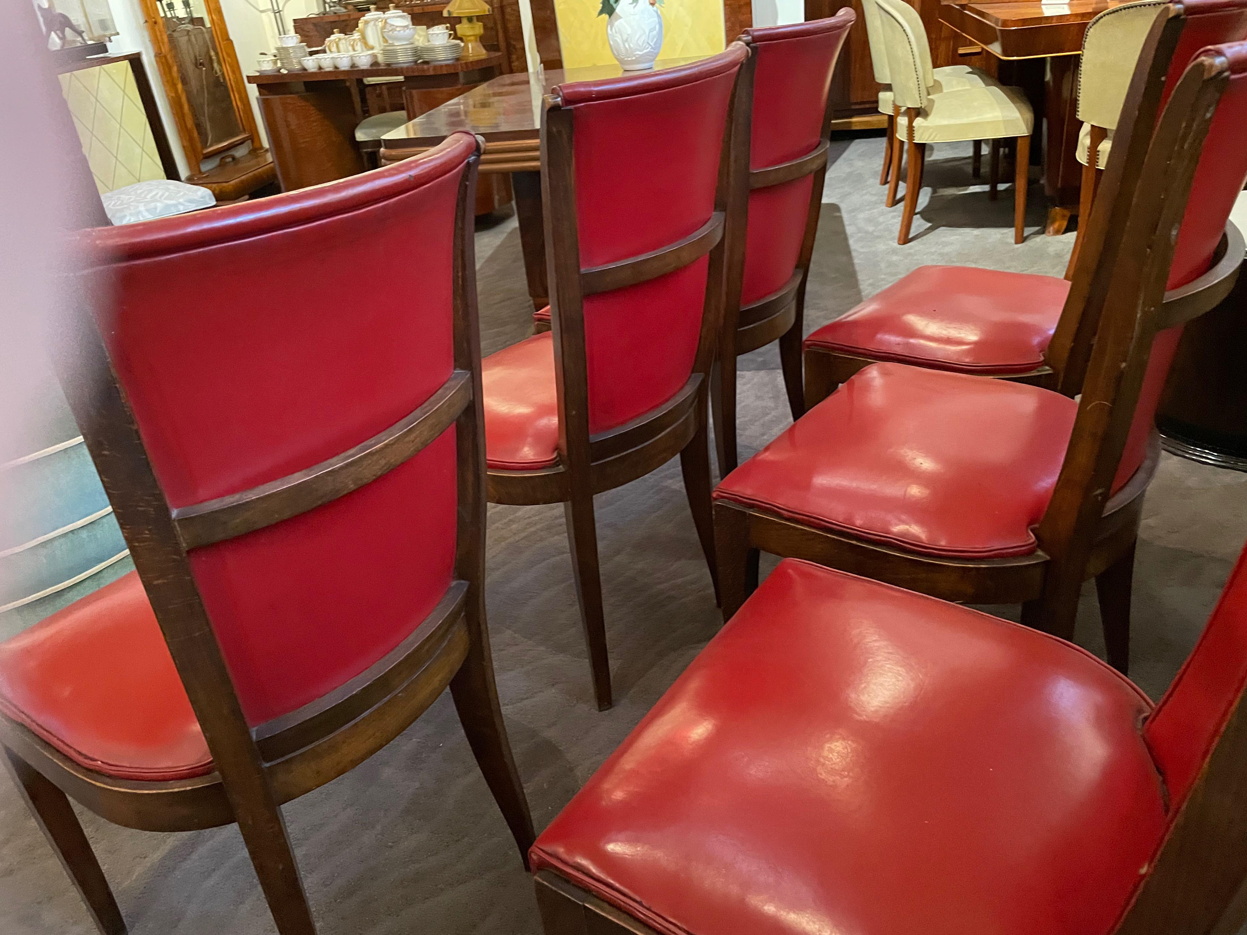 Français 6 chaises de salle à manger ou d'appoint Art Déco françaises en vente