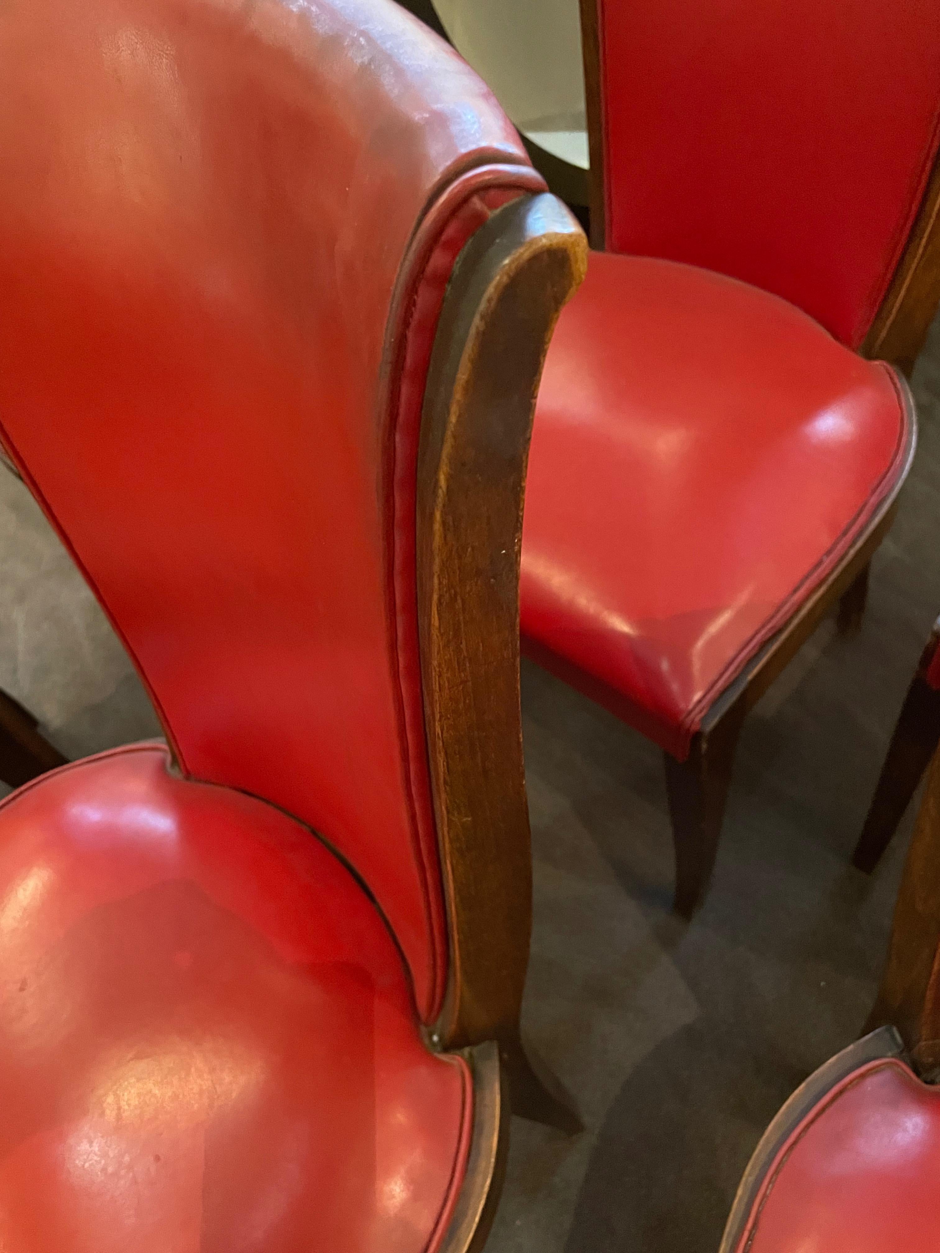 Milieu du XXe siècle 6 chaises de salle à manger ou d'appoint Art Déco françaises en vente
