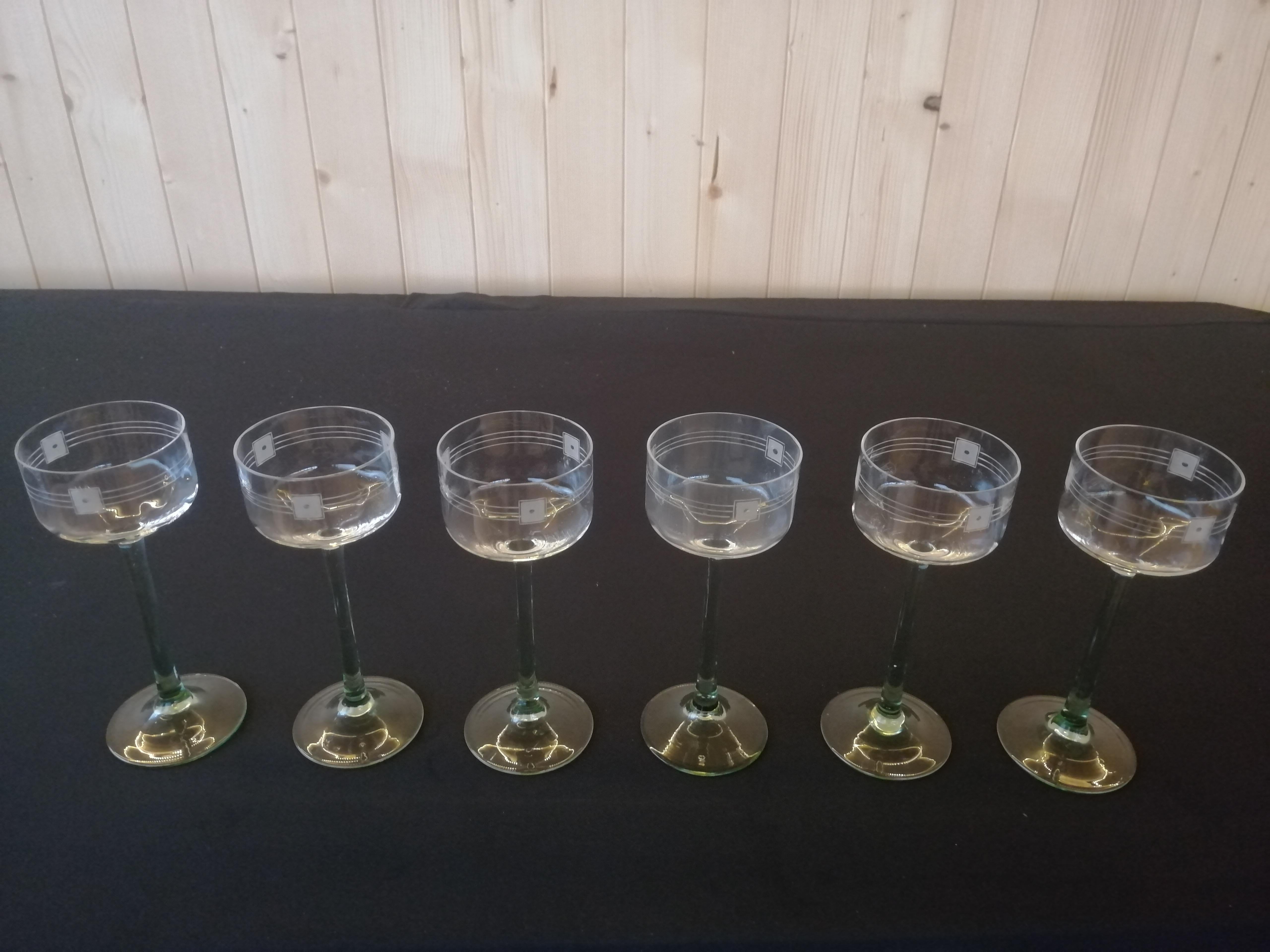 6 Art-Déco-Gläser im Zustand „Relativ gut“ im Angebot in Kraków, Małopolska