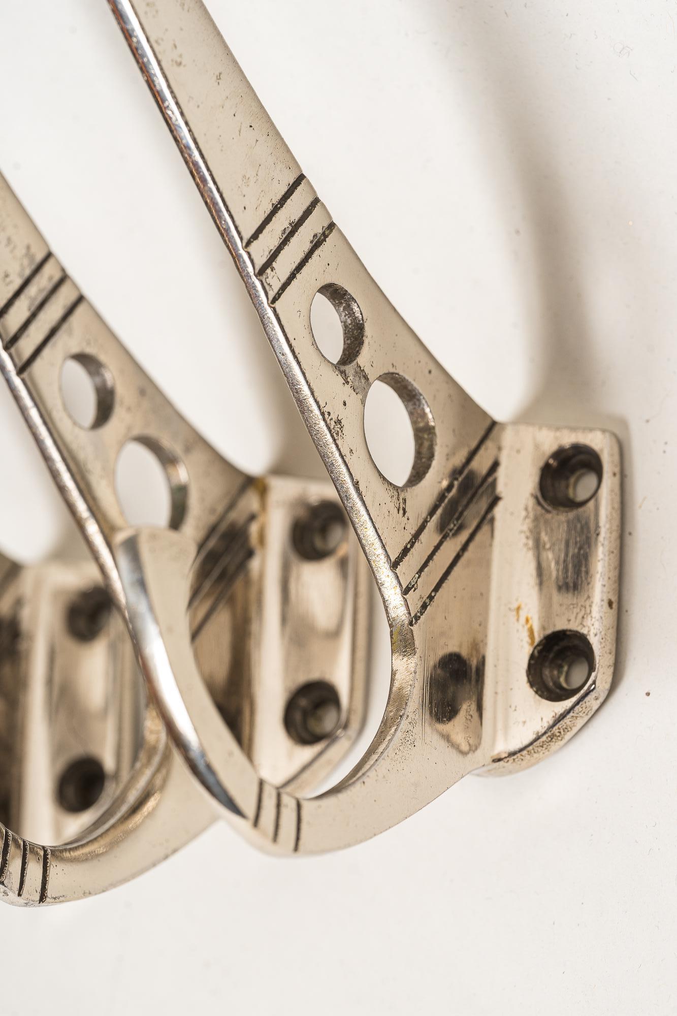 6 Art Deco Hooks Nickel, Plated Around 1920 In Good Condition In Wien, AT