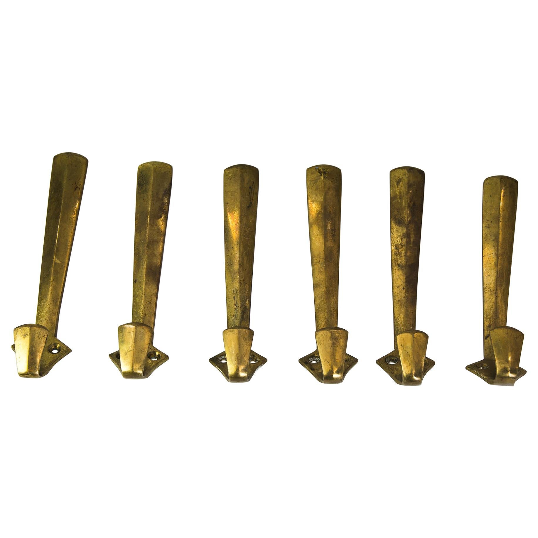 Two Art Deco Brass Wall Hooks at 1stDibs