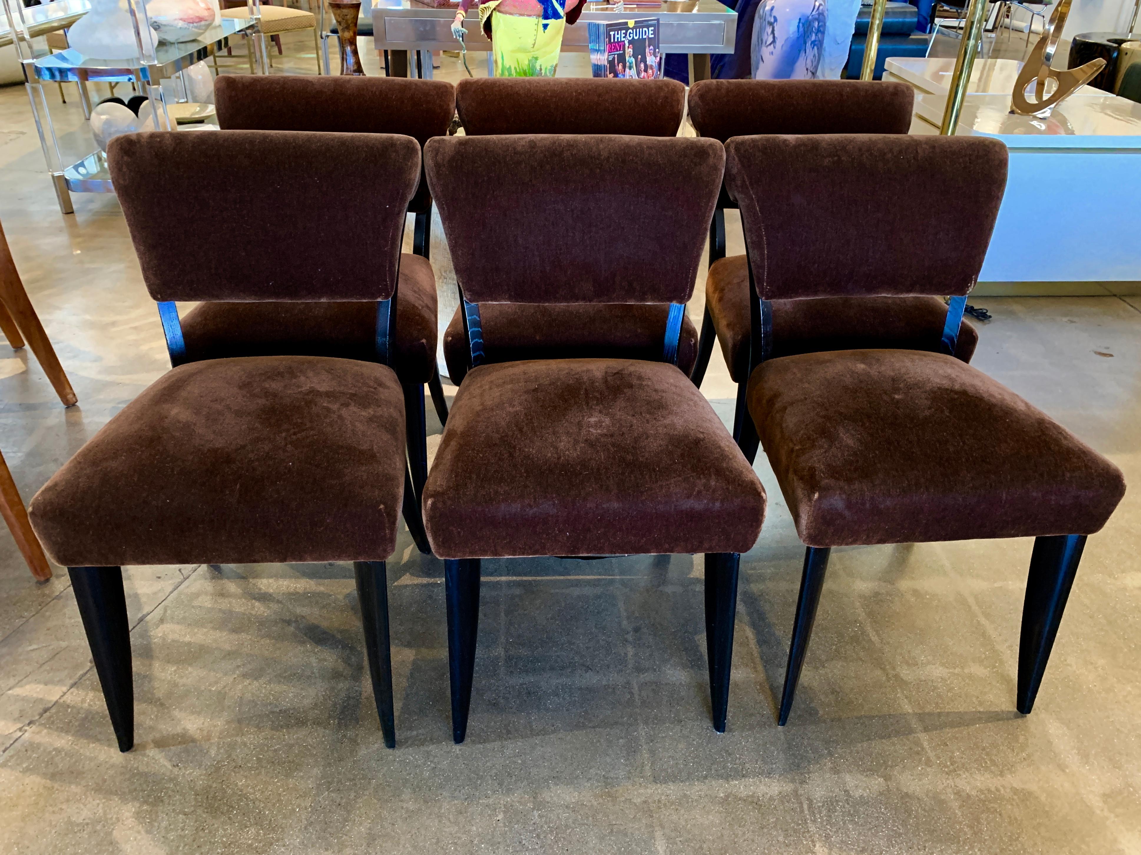 French 6 Art Deco Period Dining Chairs in the Style of Ruhlmann