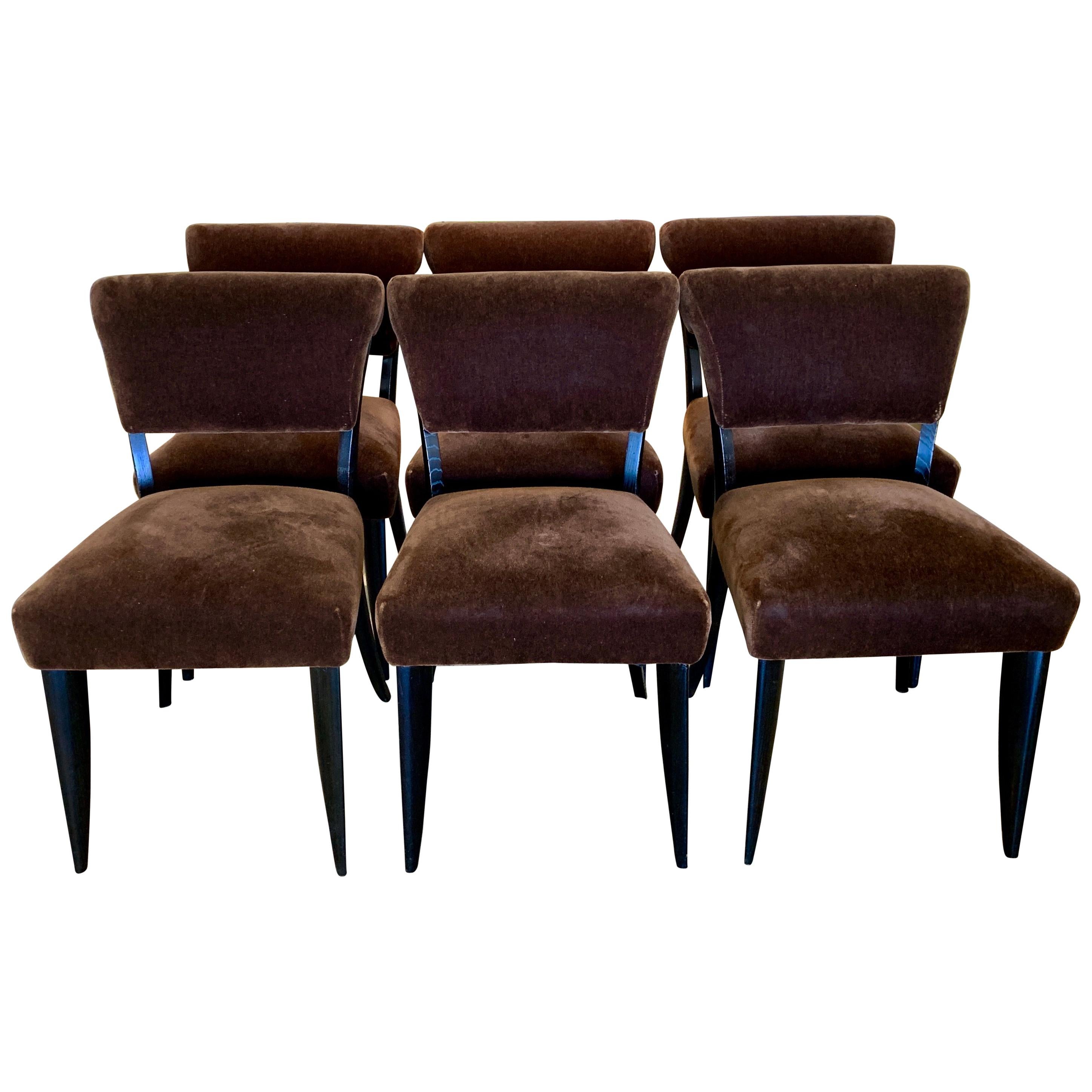 6 Art Deco Period Dining Chairs in the Style of Ruhlmann