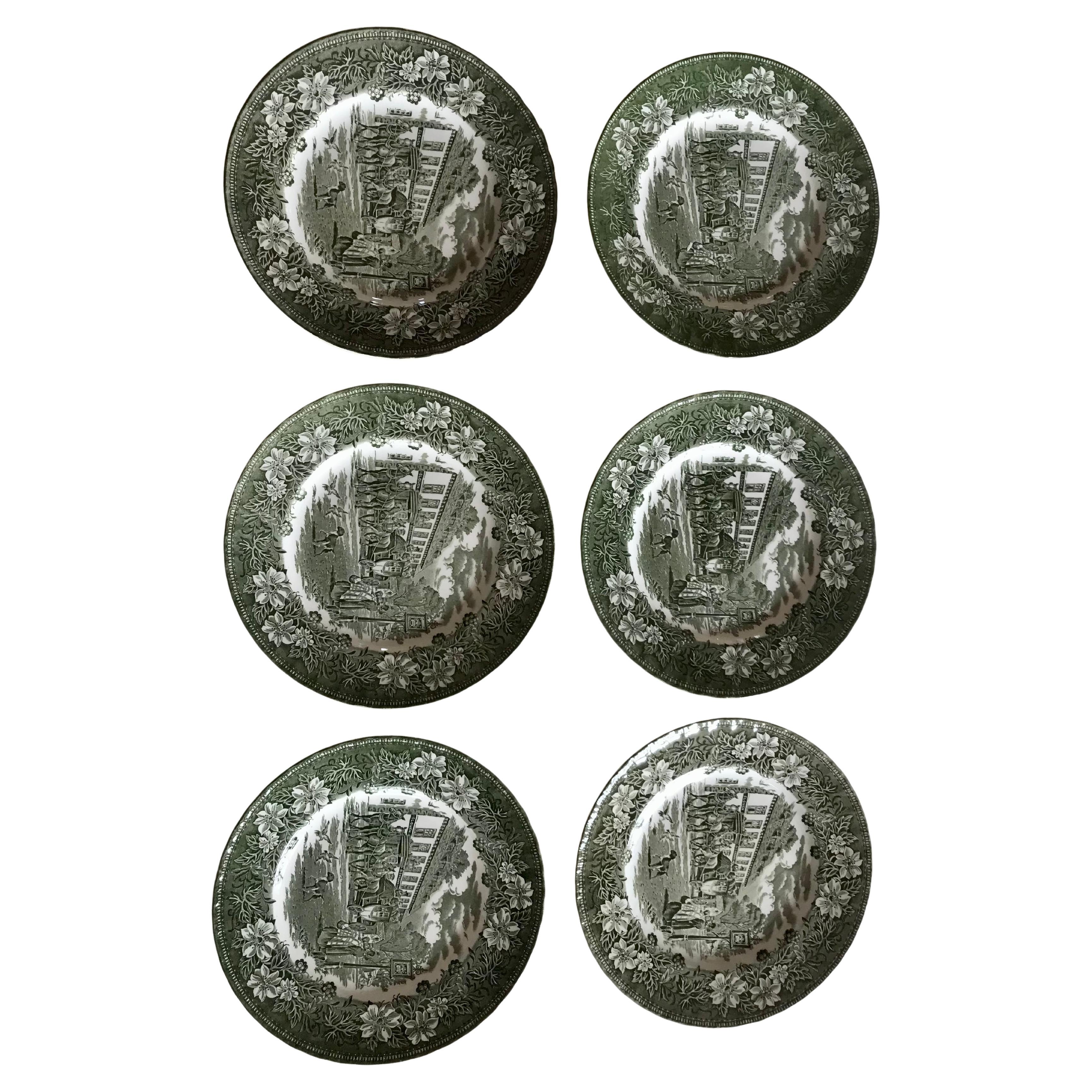 6 assiettes Royal Tudor 1828 For Sale