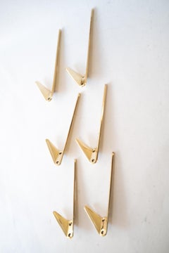 6 Asymetric Wall Hooks by Hertha Baller Austria, 1950s