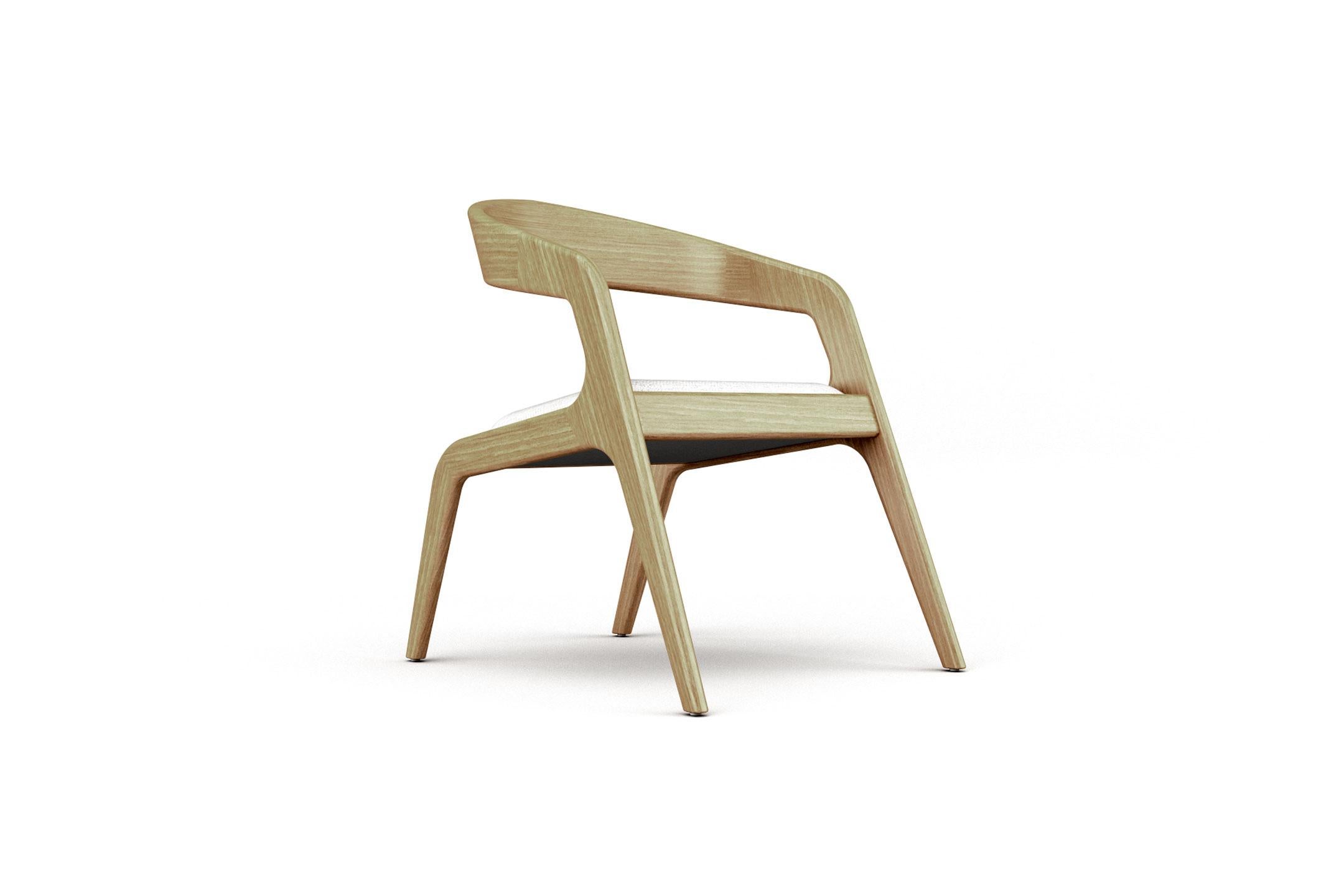 Contemporary 6 Aura Armchairs - Modern Handcrafted  Wood Armchair with Upholstered Seat For Sale