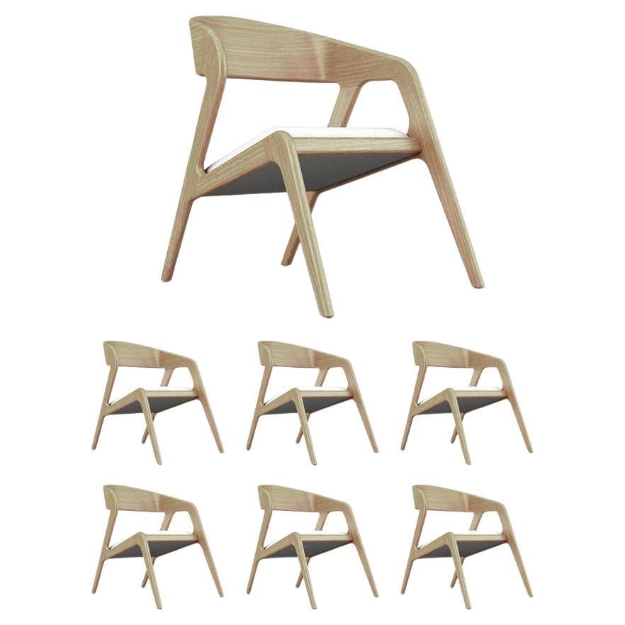 6 Aura Armchairs - Moderner und minimalistischer Sessel aus Eiche mit gepolstertem Sitz