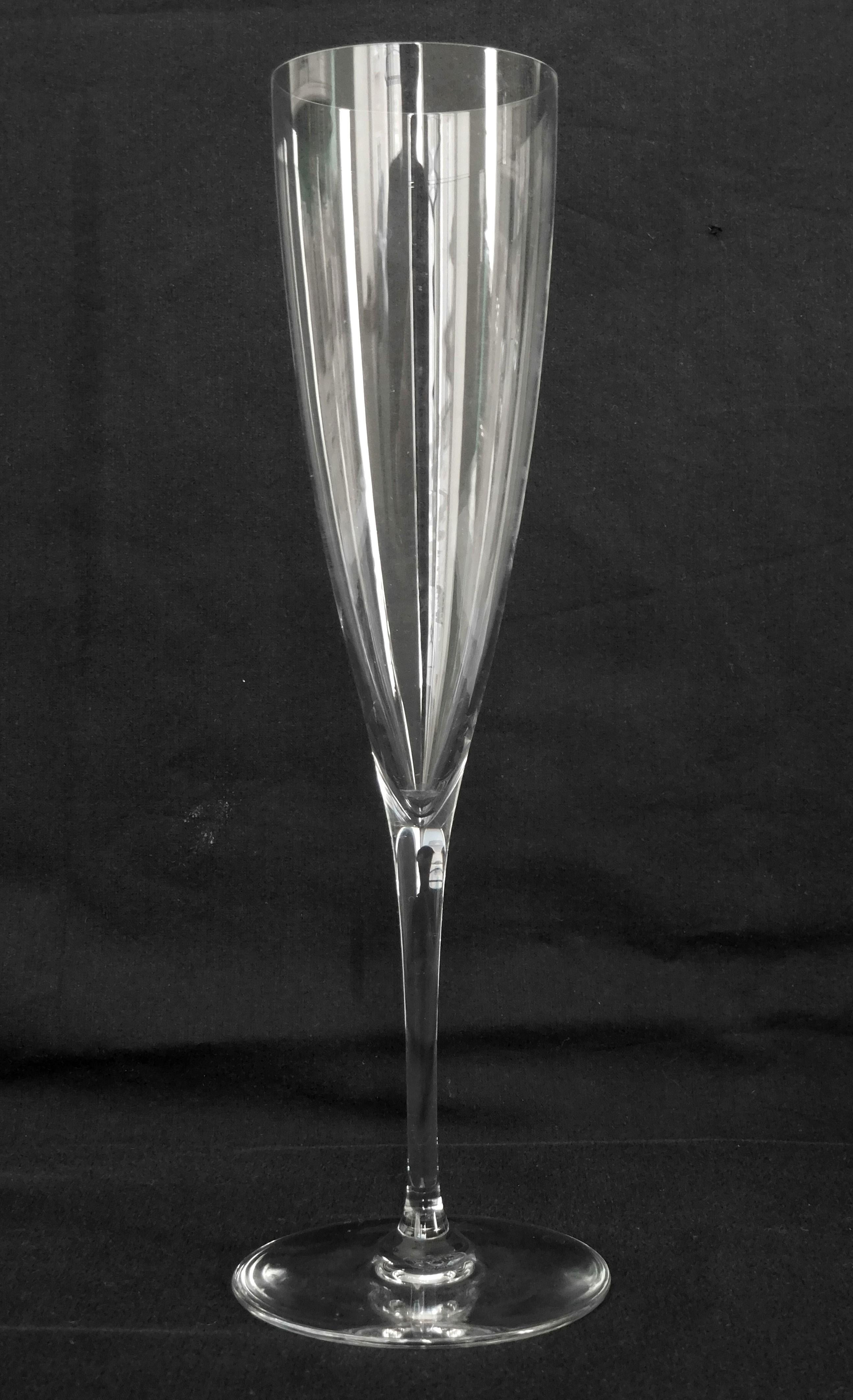 French 6 Baccarat crystal champagne flutes - Dom Perignon pattern - signed
