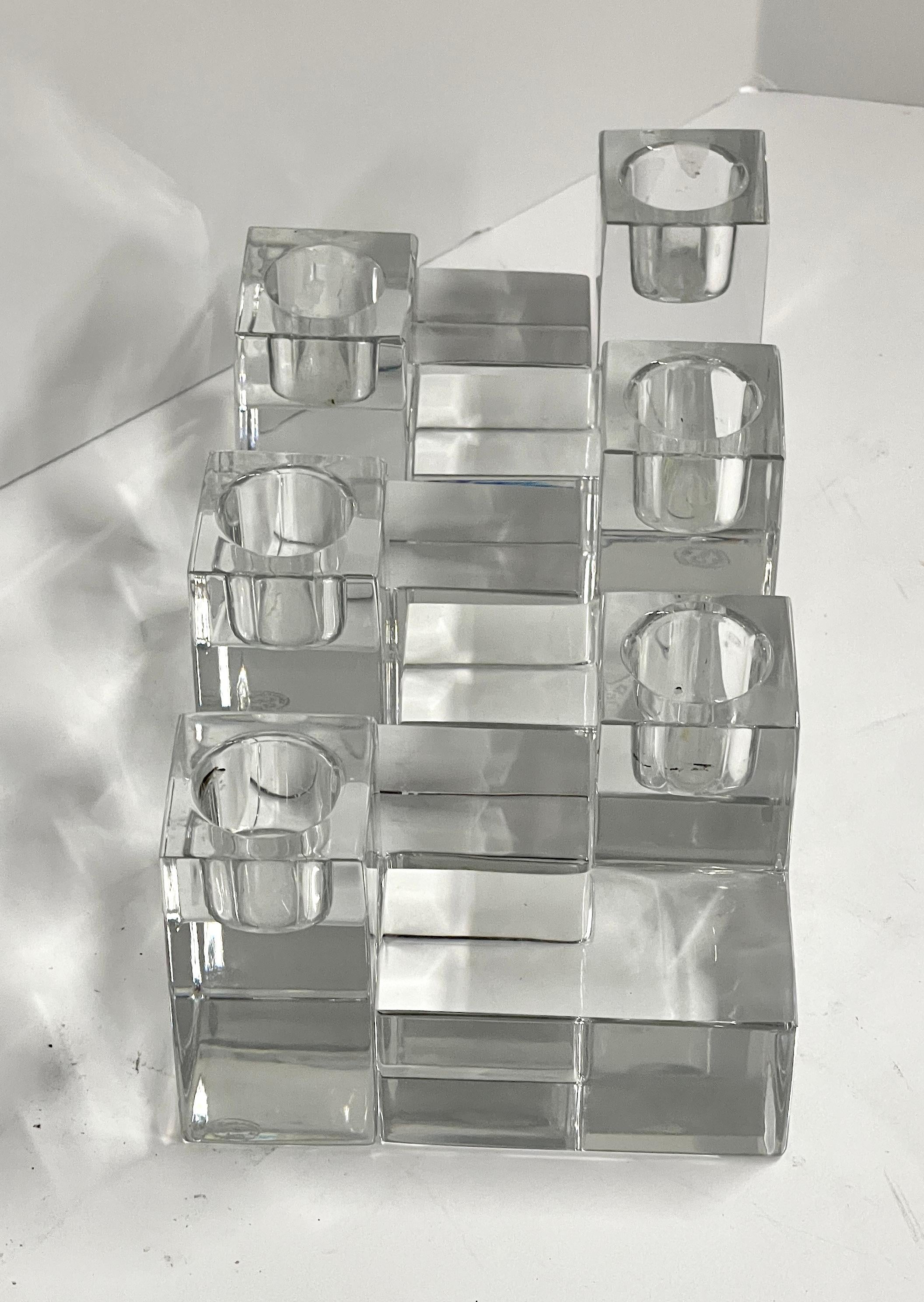 French 6 Baccarat Cubist Candleholders
