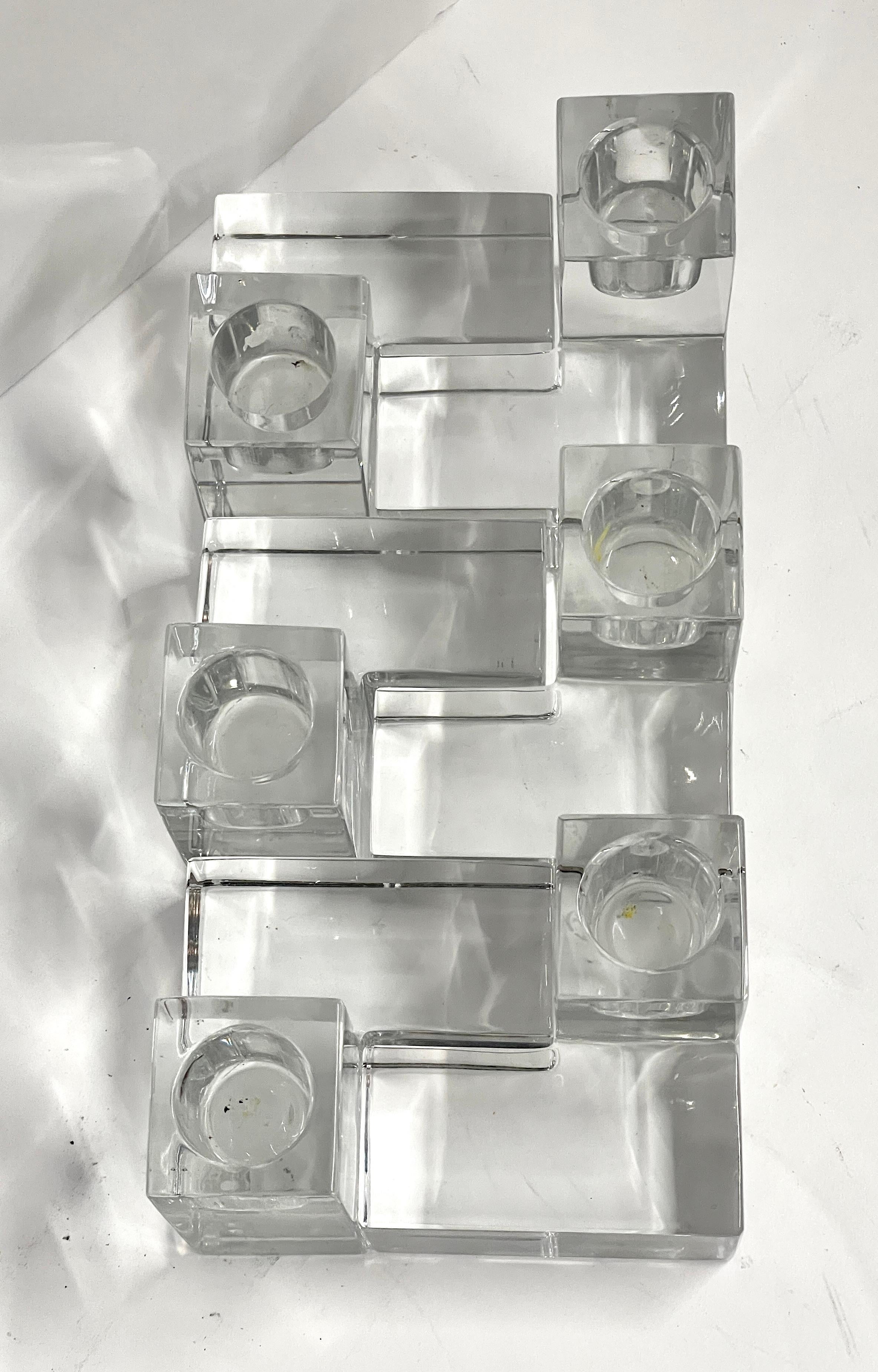 Hand-Crafted 6 Baccarat Cubist Candleholders