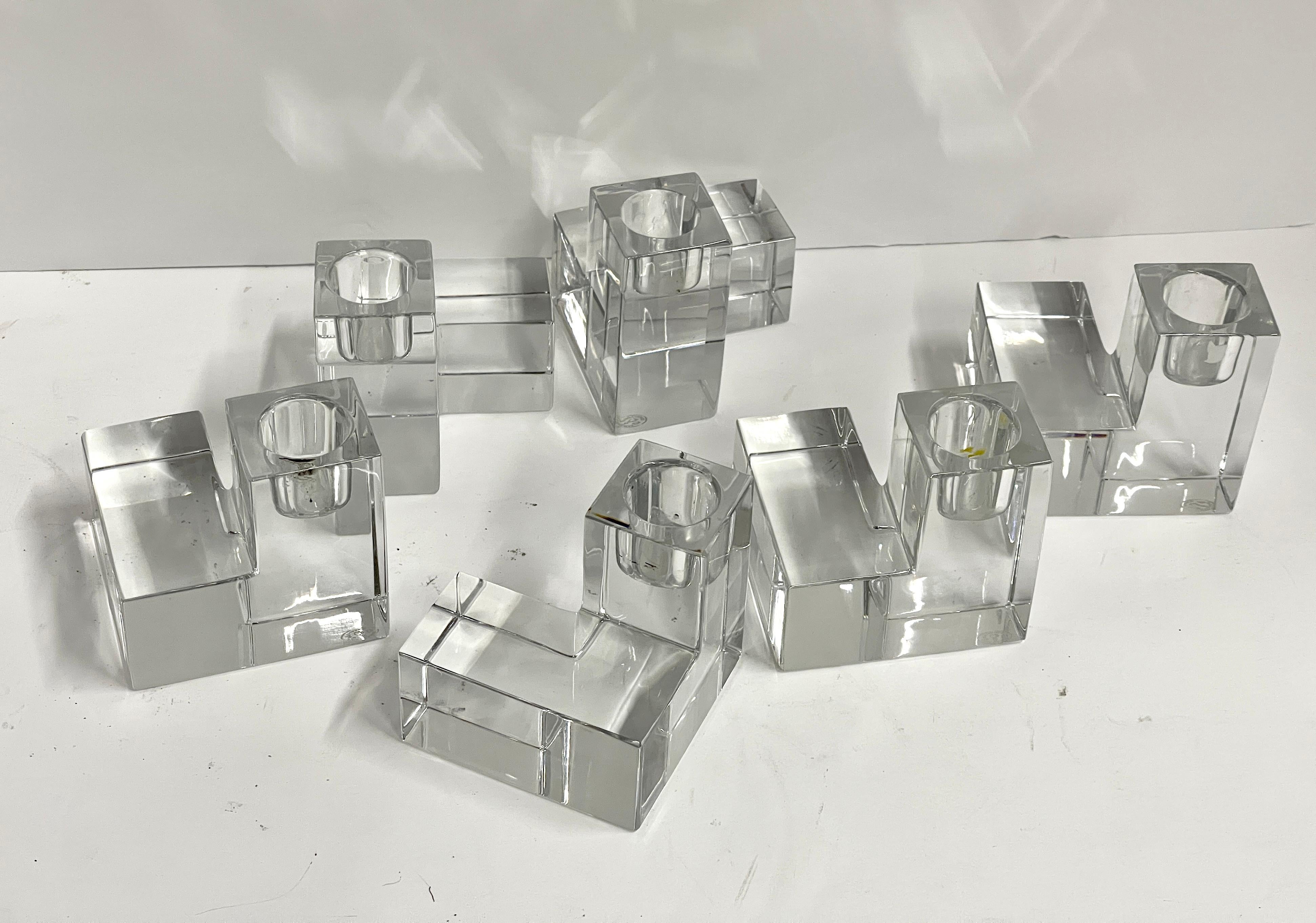 20th Century 6 Baccarat Cubist Candleholders
