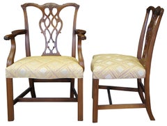6 Baker Furniture Mahogany Chippendale Georgian Style Pretzel Back Dining Chairs