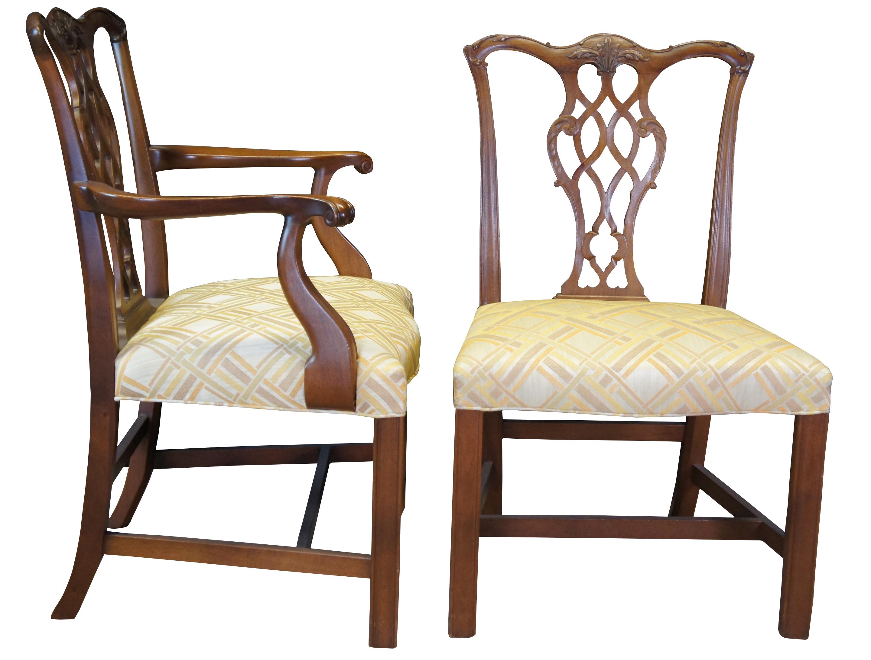 6 Baker Furniture Mahogany Chippendale Georgian Style Pretzel Back Dining Chairs In Good Condition In Dayton, OH