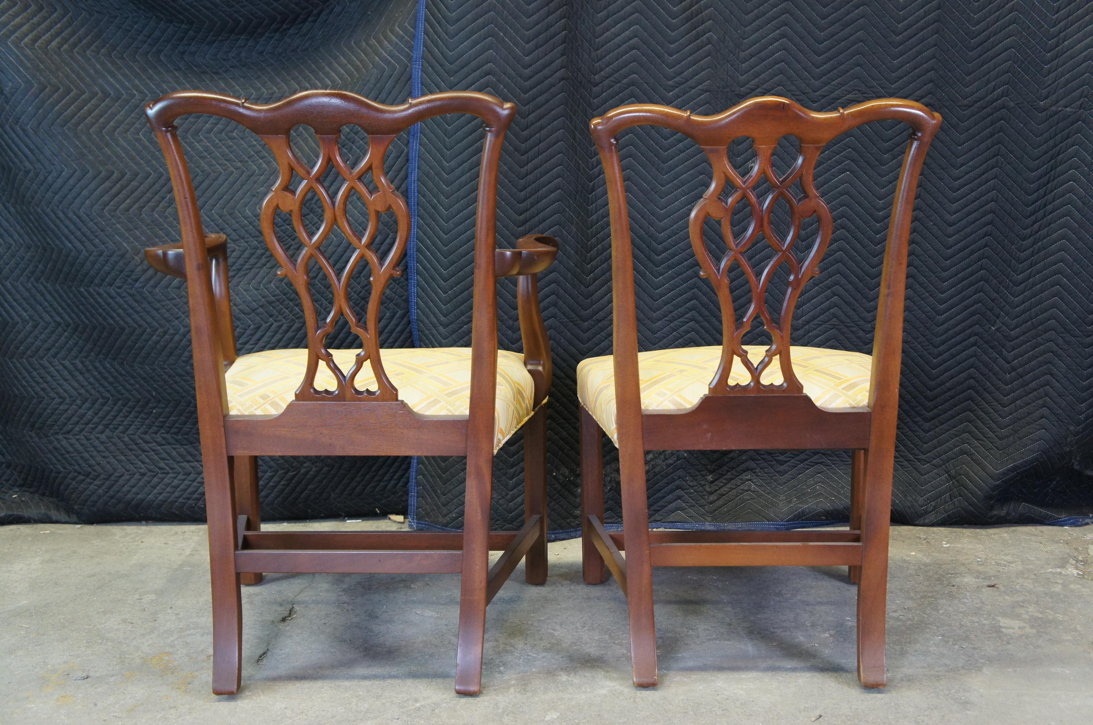 6 Baker Furniture Mahogany Chippendale Georgian Style Pretzel Back Dining Chairs 2