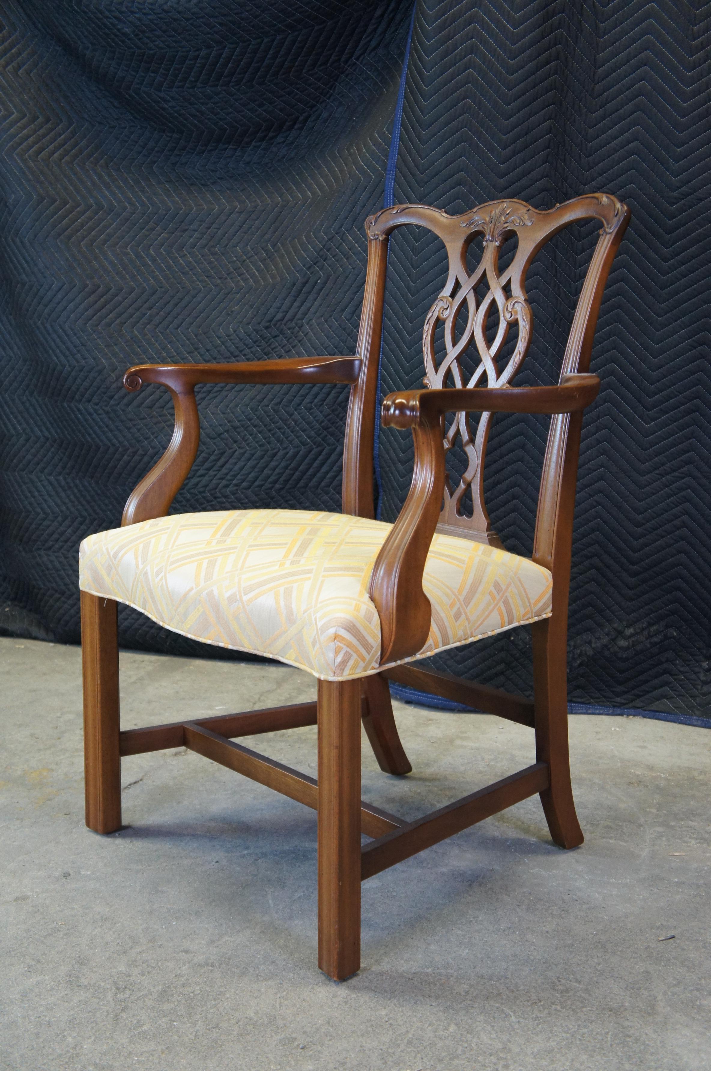 6 Baker Furniture Mahogany Chippendale Georgian Style Pretzel Back Dining Chairs 4