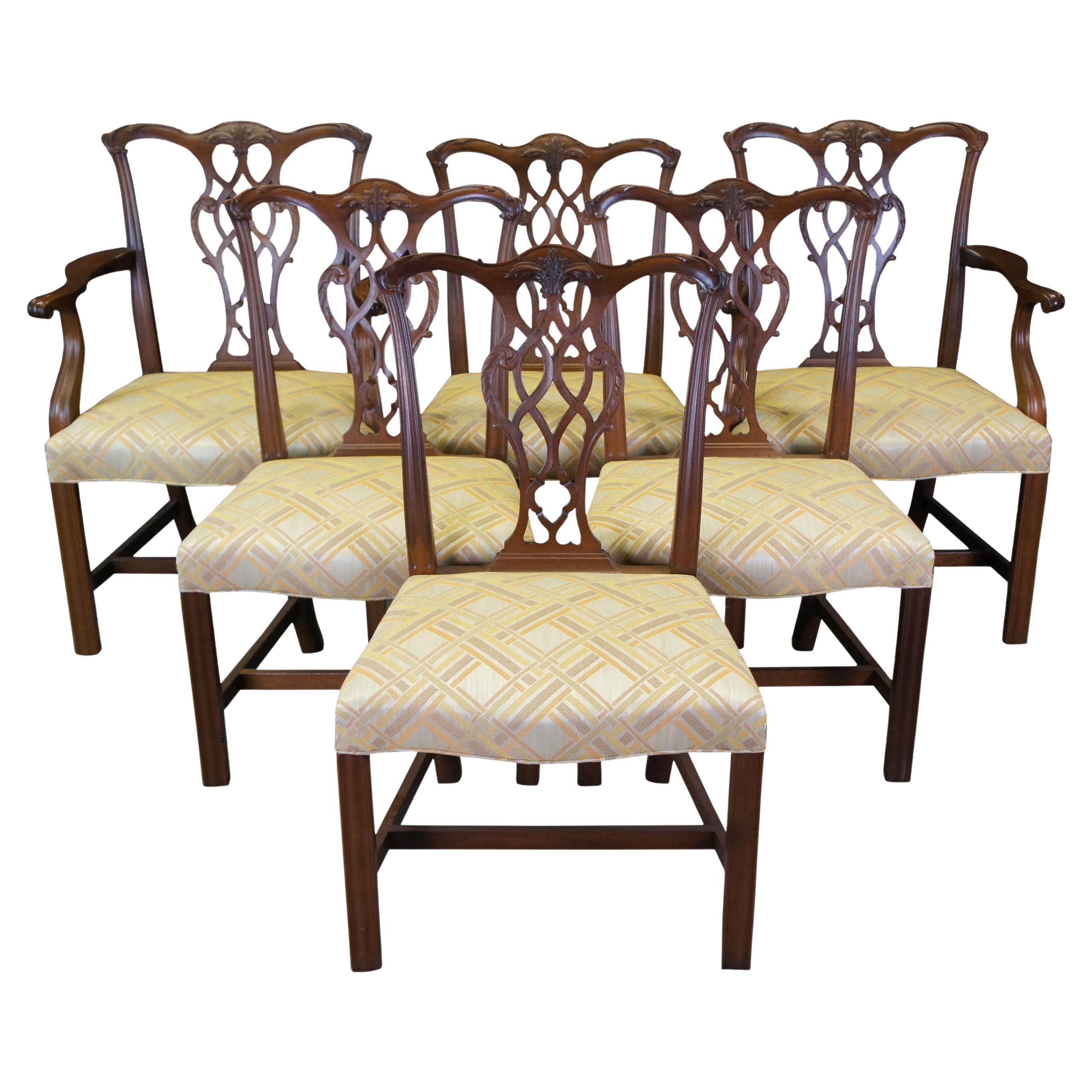 6 Baker Furniture Mahogany Chippendale Georgian Style Pretzel Back Dining Chairs
