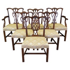 6 Baker Furniture Mahogany Chippendale Georgian Style Pretzel Back Dining Chairs