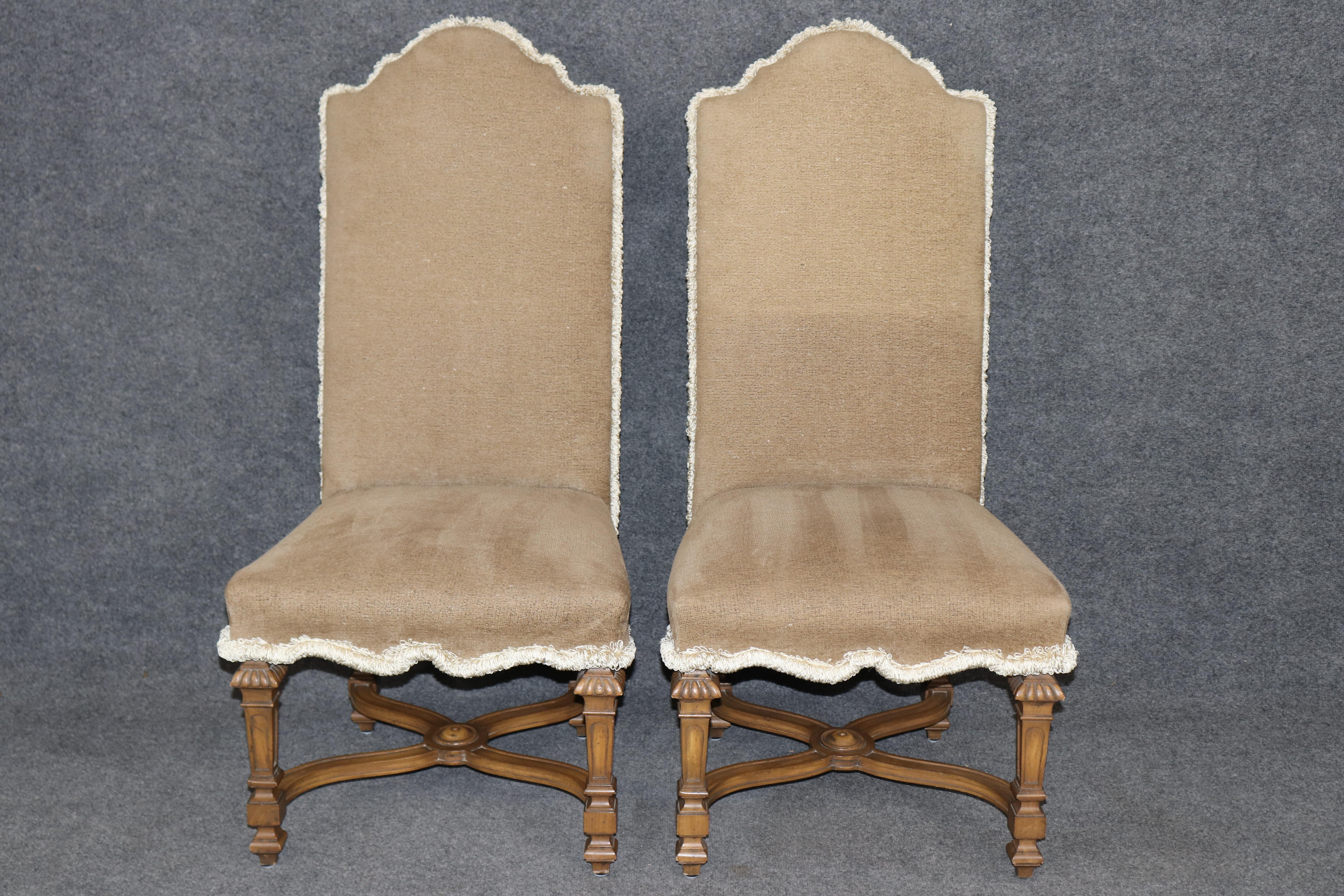 6 Baker Louis XIV Style Upholstered and Carved Dining Chairs In Good Condition For Sale In Swedesboro, NJ