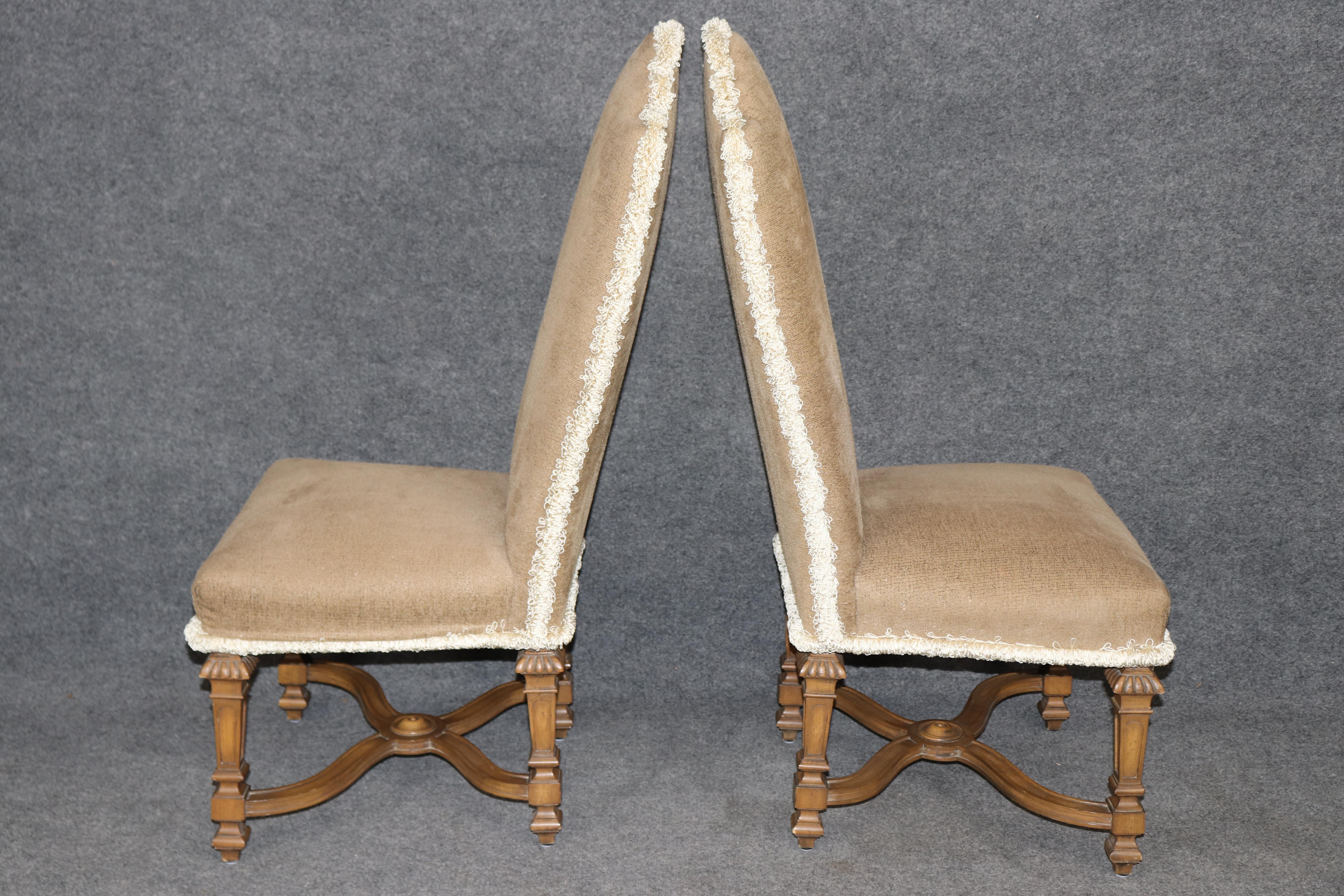 20th Century 6 Baker Louis XIV Style Upholstered and Carved Dining Chairs For Sale