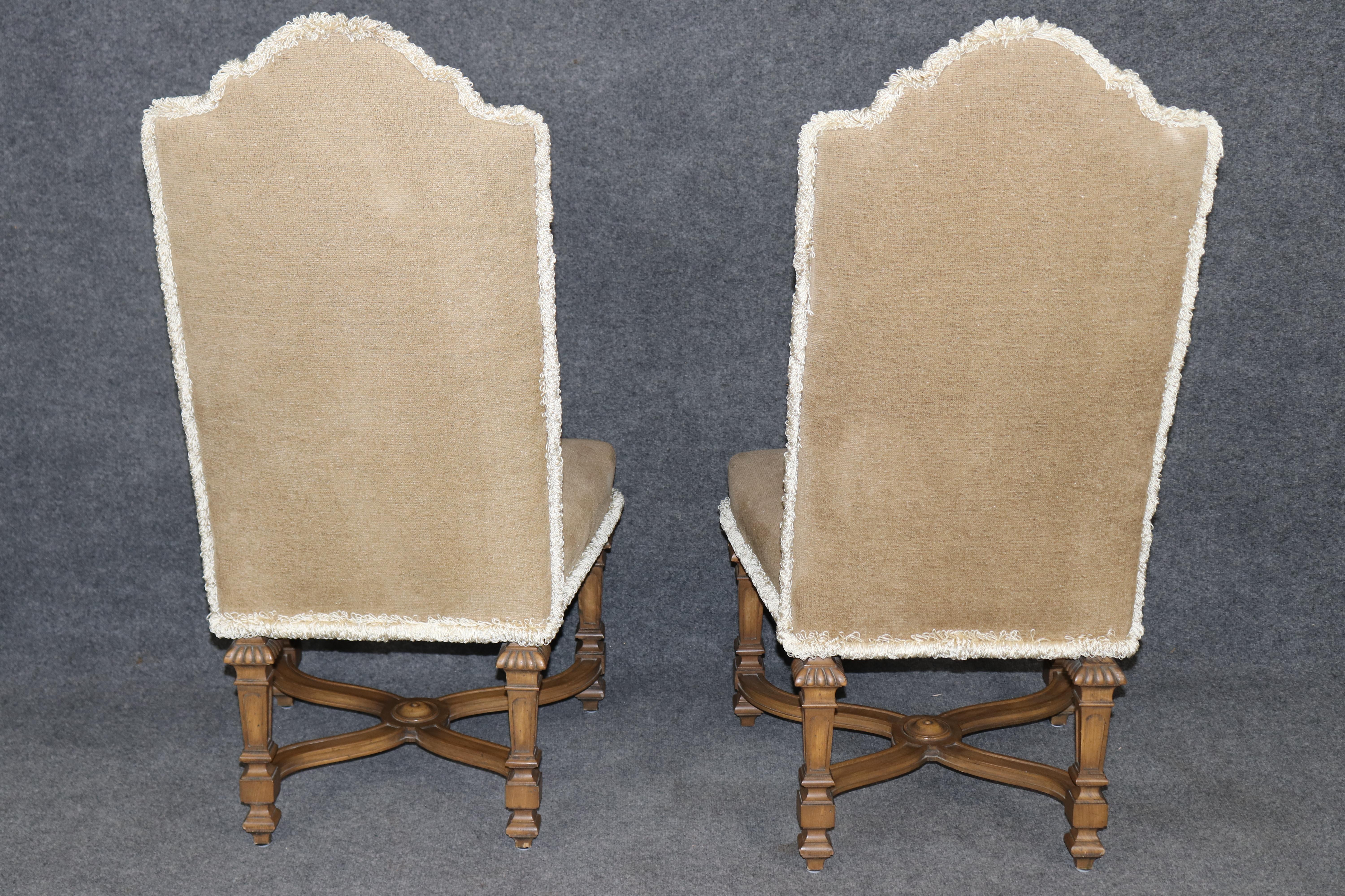 Upholstery 6 Baker Louis XIV Style Upholstered and Carved Dining Chairs For Sale