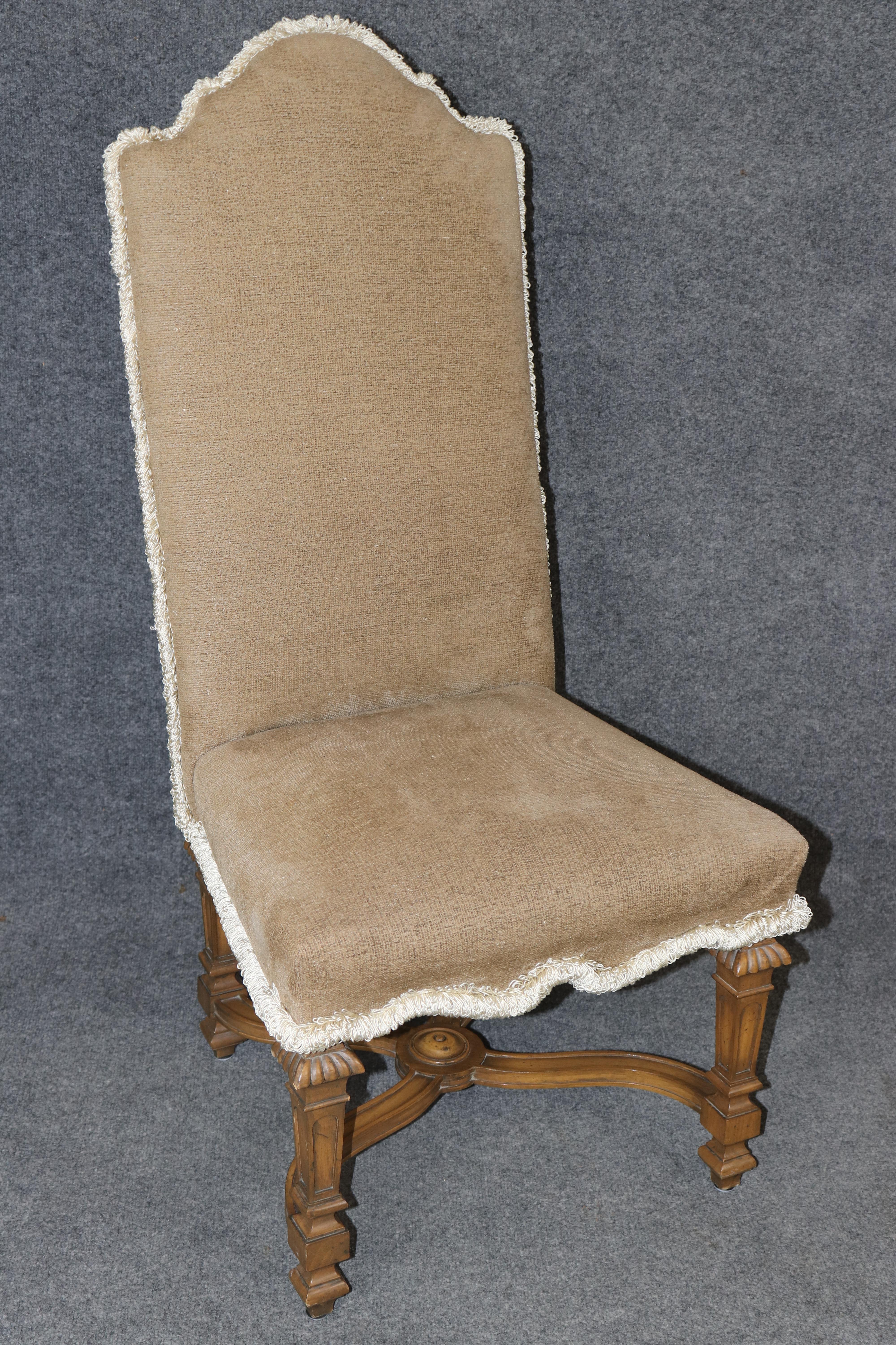 6 Baker Louis XIV Style Upholstered and Carved Dining Chairs For Sale 2