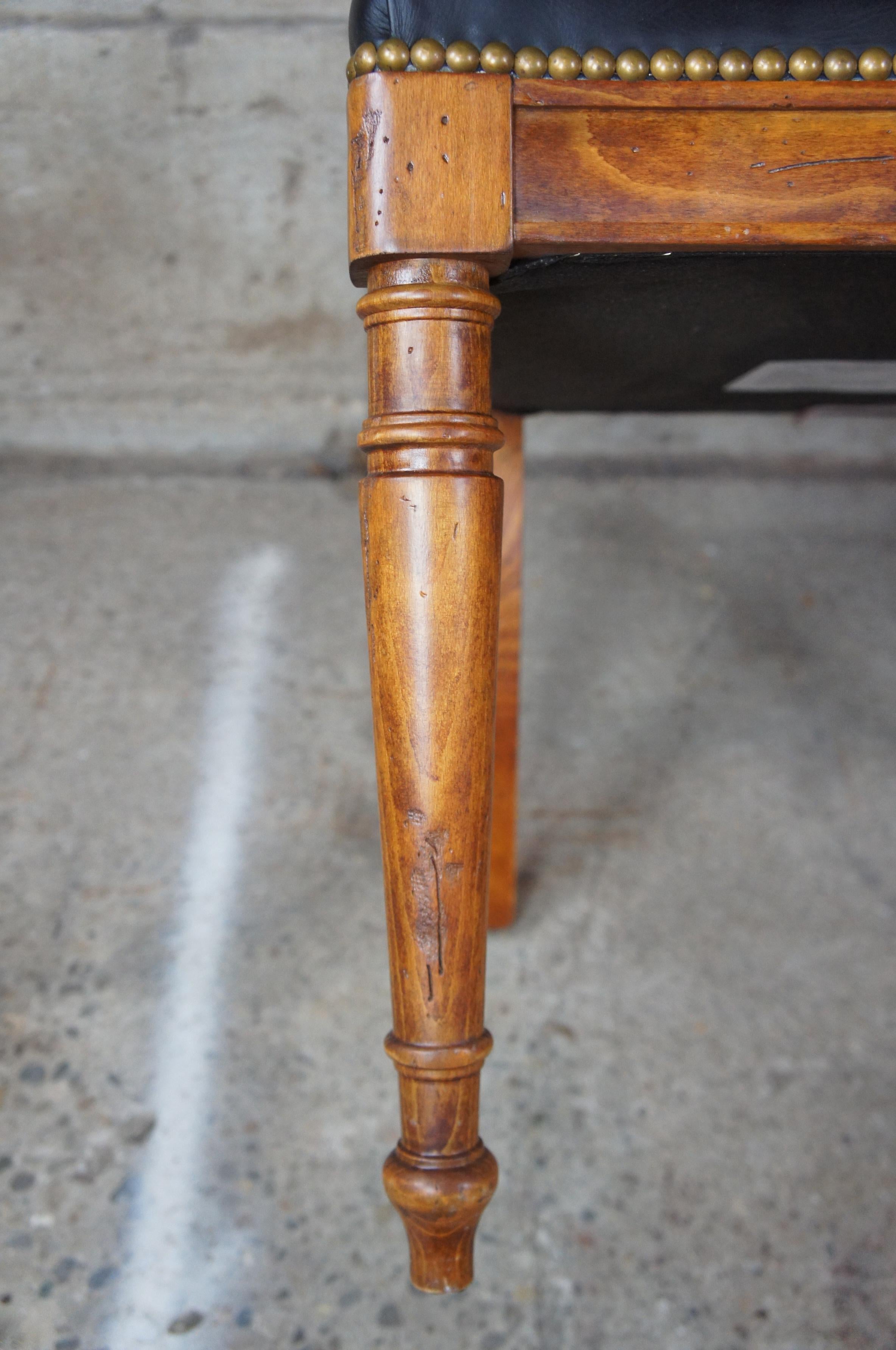 6 Baker Neoclassical Milling Road Walnut Directoire Dining Chairs Leather Scroll 1