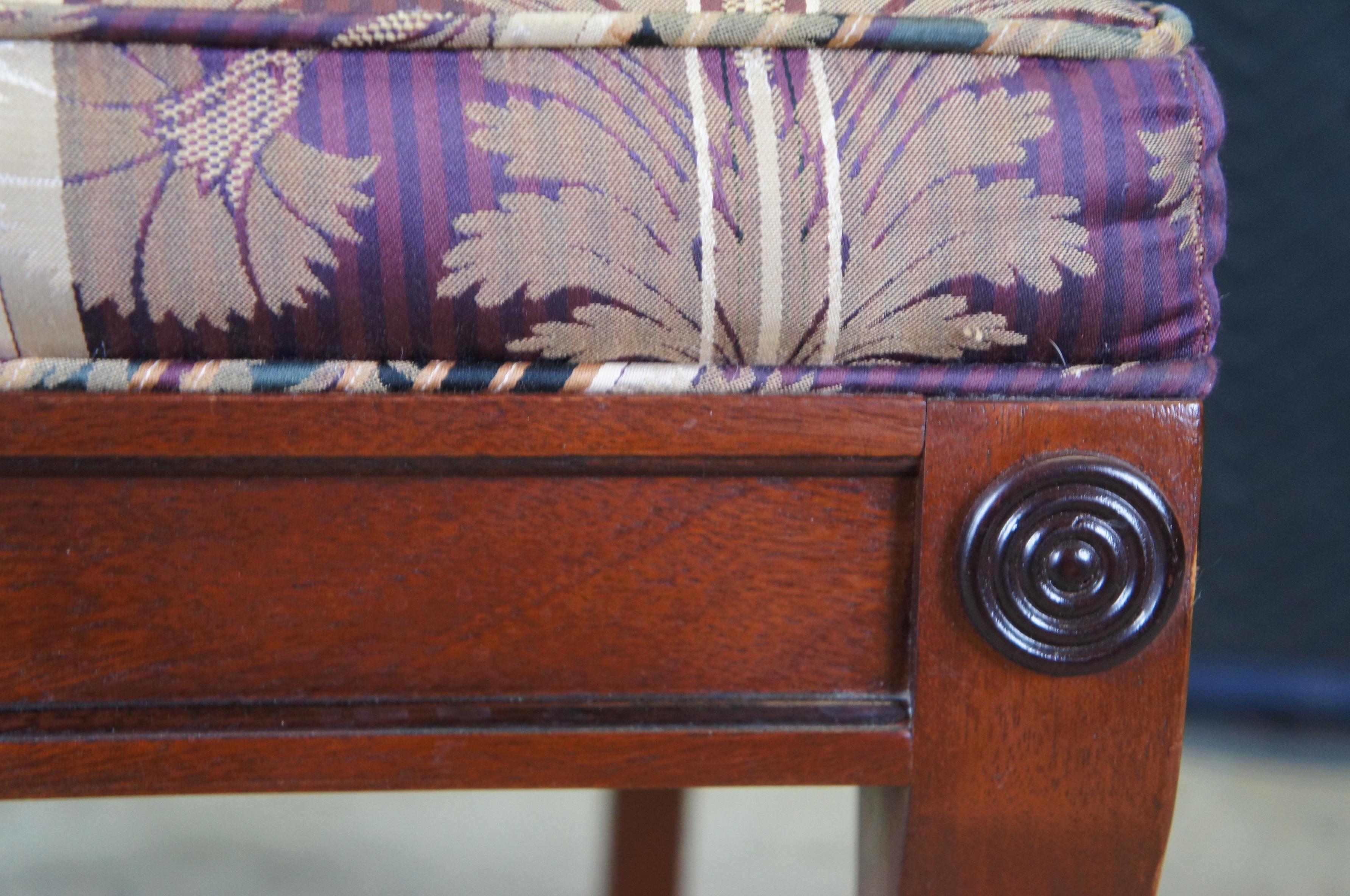 6 Baker Regency Klismos Style Carved Mahogany & Ebonized Greek Key Dining Chairs For Sale 7