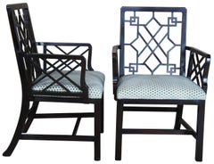 6 Baker Stately Homes Chinese Chippendale Lacquered Lattice-Back Dining Chairs