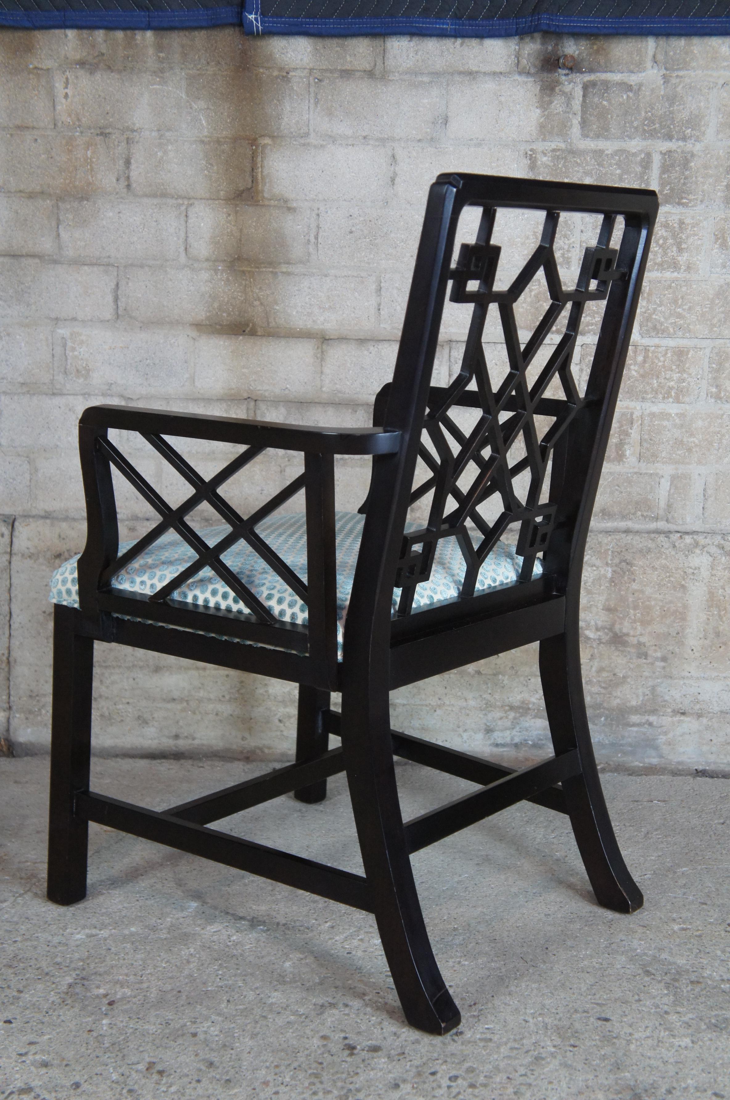 20th Century 6 Baker Stately Homes Chinese Chippendale Lacquered Lattice-Back Dining Chairs