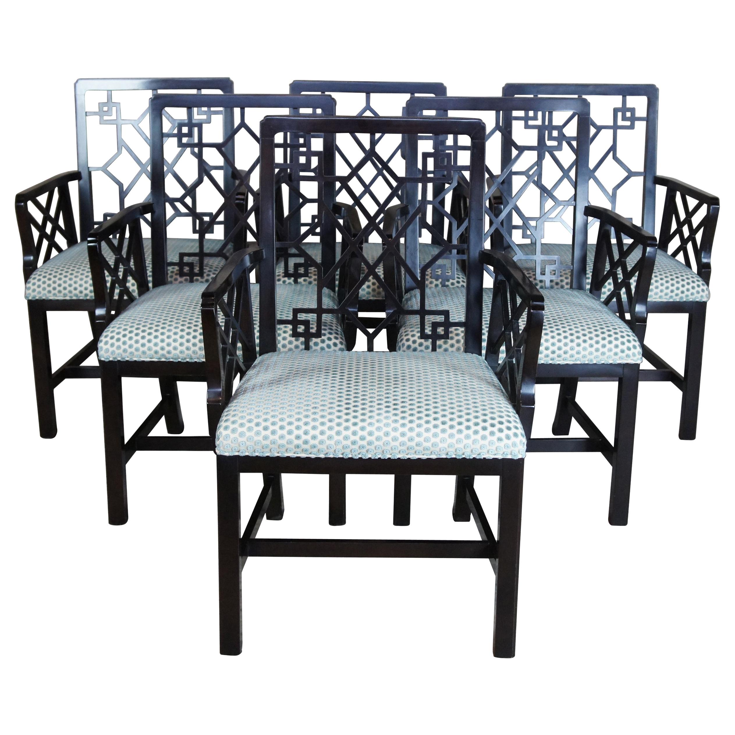 6 Baker Stately Homes Chinese Chippendale Lacquered Lattice-Back Dining Chairs