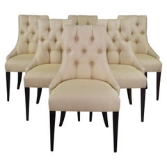 6 Baker Thomas Pheasant Tufted Ritz Dining Chairs Modern Empire Style BA7841