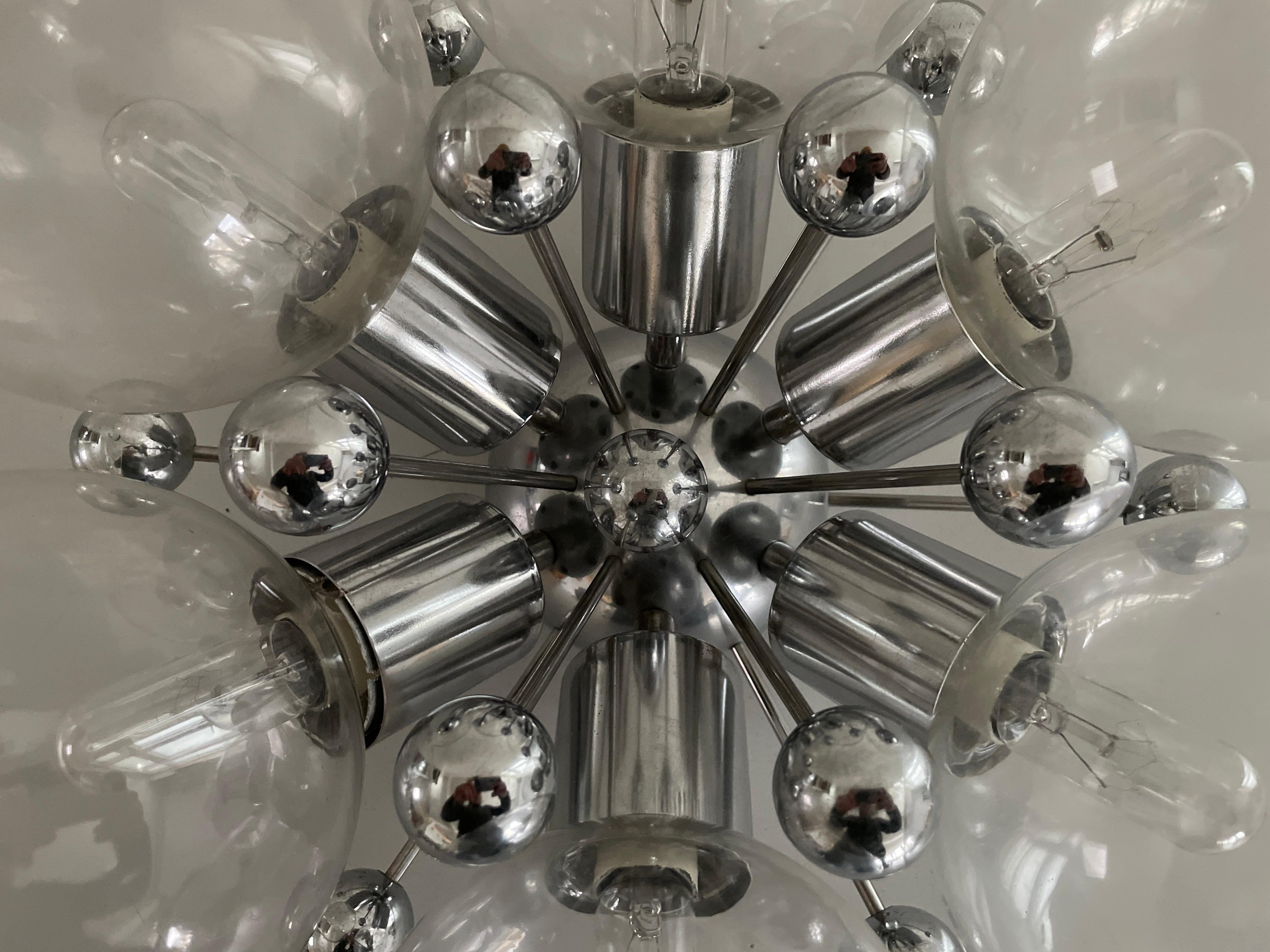 Lampe encastrée atomique à 6 boules en verre et chrome, années 1960, Italie en vente 3