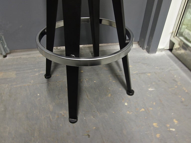 Brushed Set of Six Stools 1980s Production of a Jean Prouvé Design