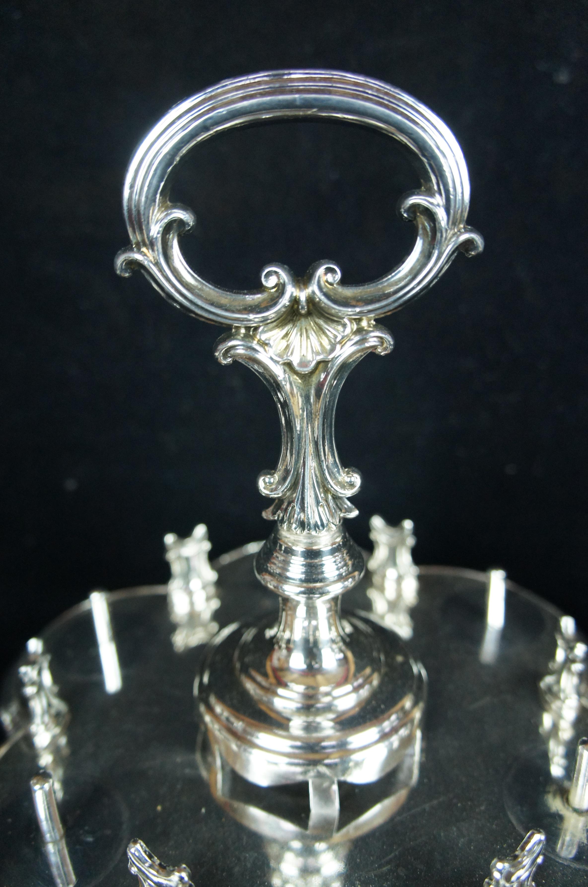 20th Century 6 Baroque Silver Plated Kiddush Cup Goblets & Caddy Judaica Barware Shot Glasses For Sale