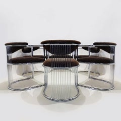 6 Barrel Back Vintage Italian Dining Chairs Attributed to Milo Baughman