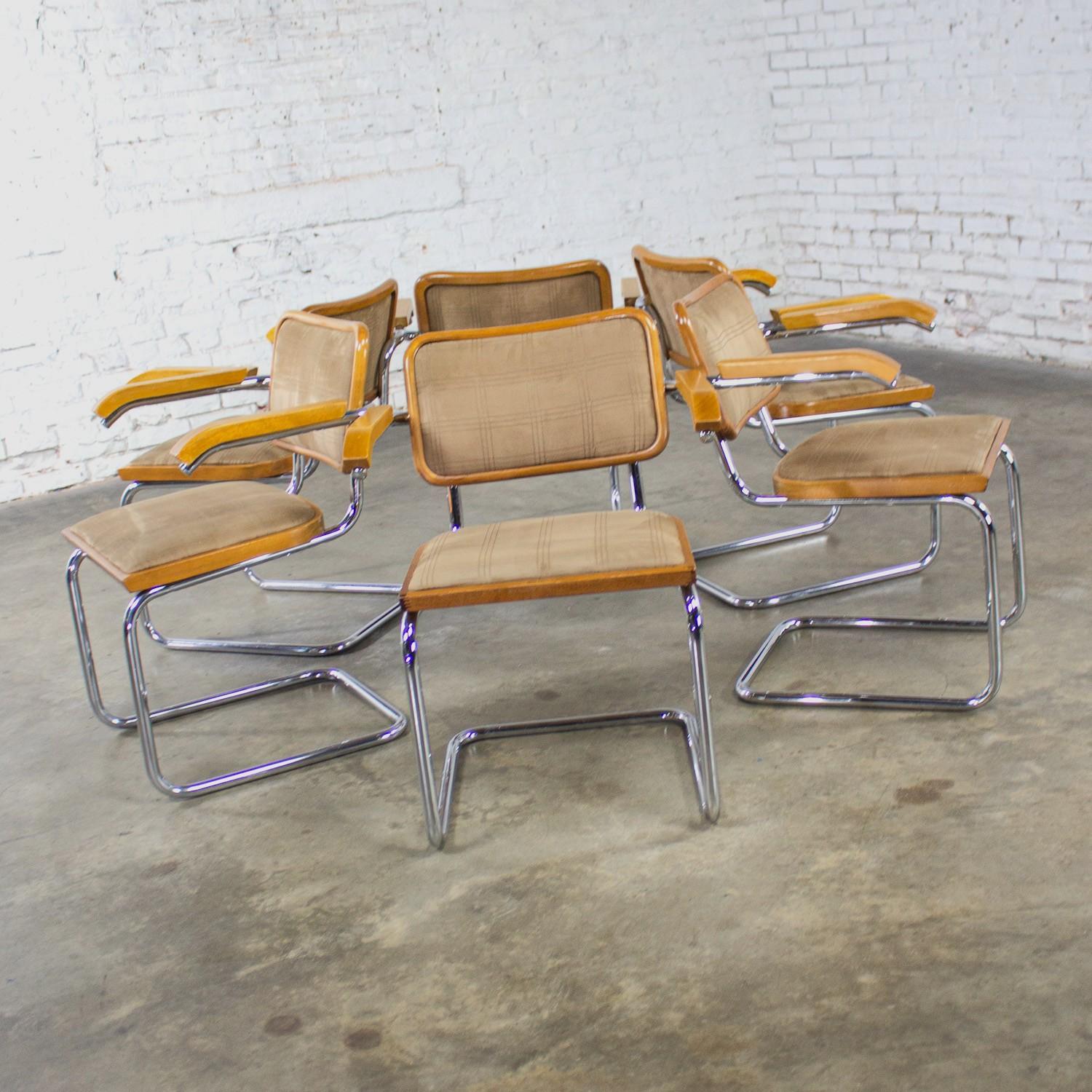 6 Bauhaus Cantilever Armchairs Made in Italy Style Marcel Breuer Cesca Chair For Sale 4