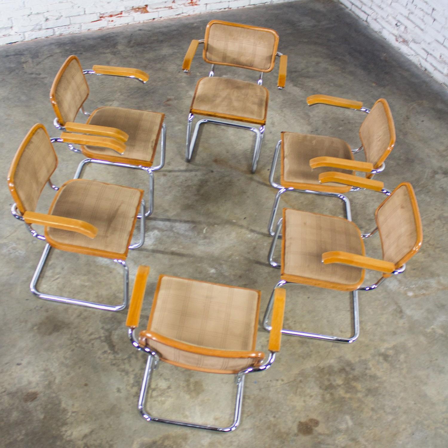 6 Bauhaus Cantilever Armchairs Made in Italy Style Marcel Breuer Cesca Chair For Sale 5