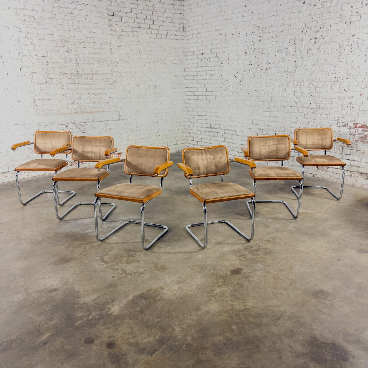 6 Bauhaus Cantilever Armchairs Made in Italy Style Marcel Breuer Cesca Chair For Sale 6