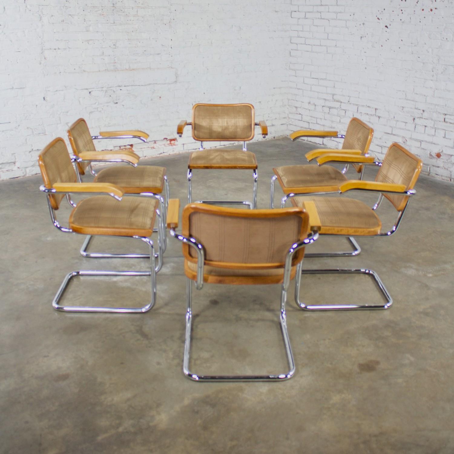 6 Bauhaus Cantilever Armchairs Made in Italy Style Marcel Breuer Cesca Chair For Sale 7