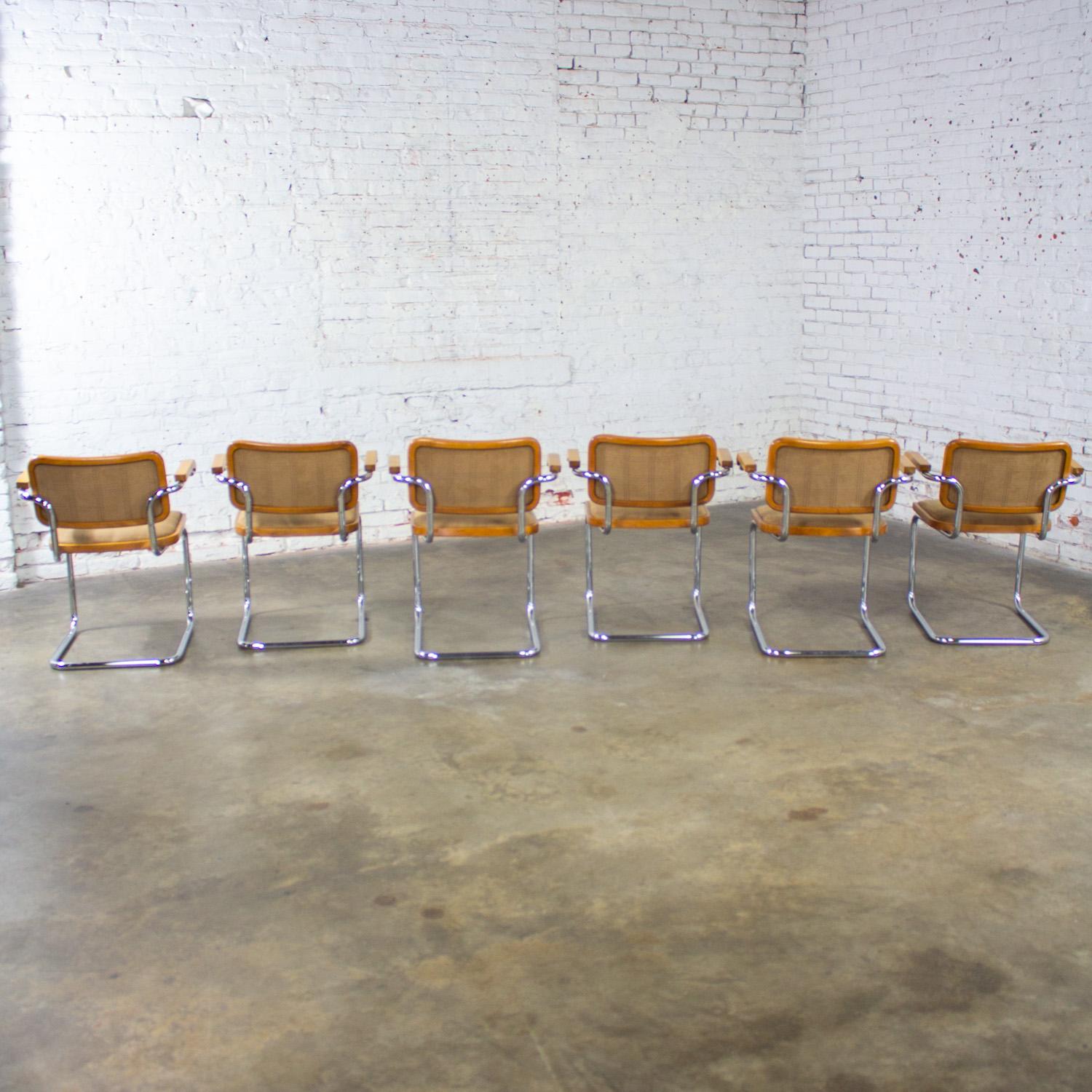 6 Bauhaus Cantilever Armchairs Made in Italy Style Marcel Breuer Cesca Chair For Sale 8